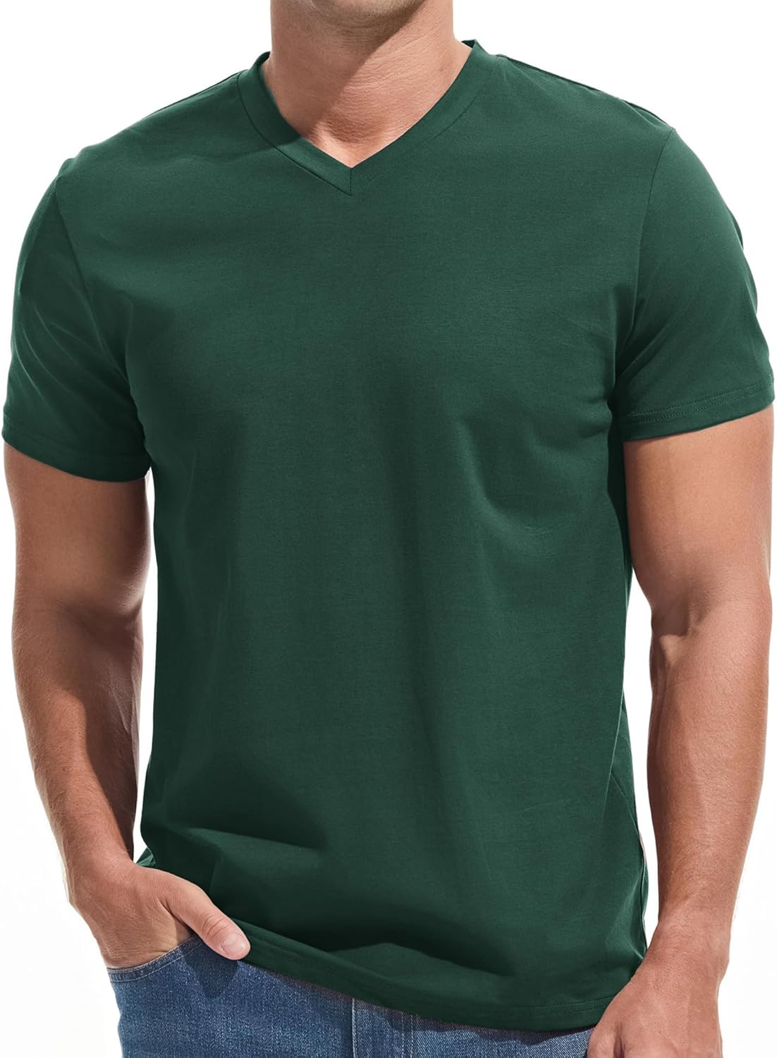 VEIISAR Premium V Neck T Shirts for Men - Modern Fitted Tees Vneck Undershirts