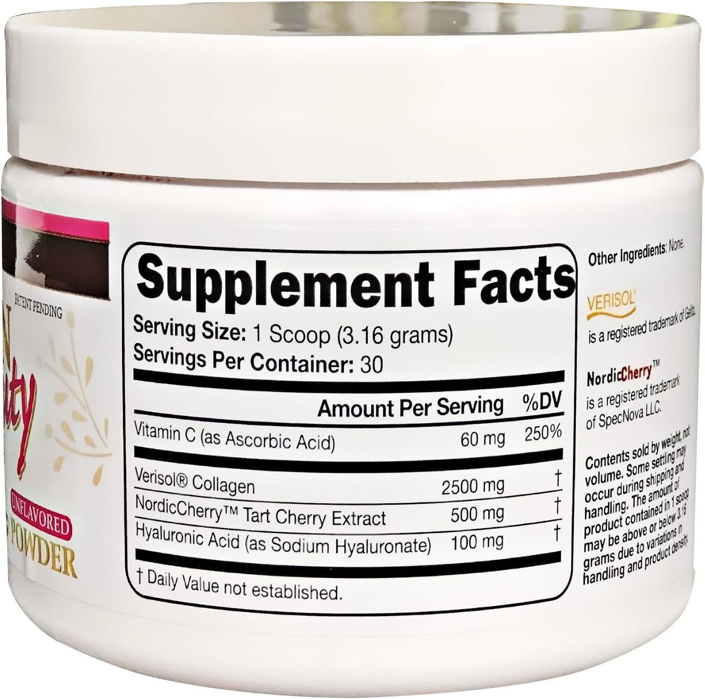 Collagen Beauty Powder™ By Suzy Cohen (3.3 oz) Anti Aging Hydrolyzed Protein Collagen Powder Type I and III for Supple Skin, Shiny Hair & Strong Nails- Unflavored Powder Drink with Verisol- Made in US