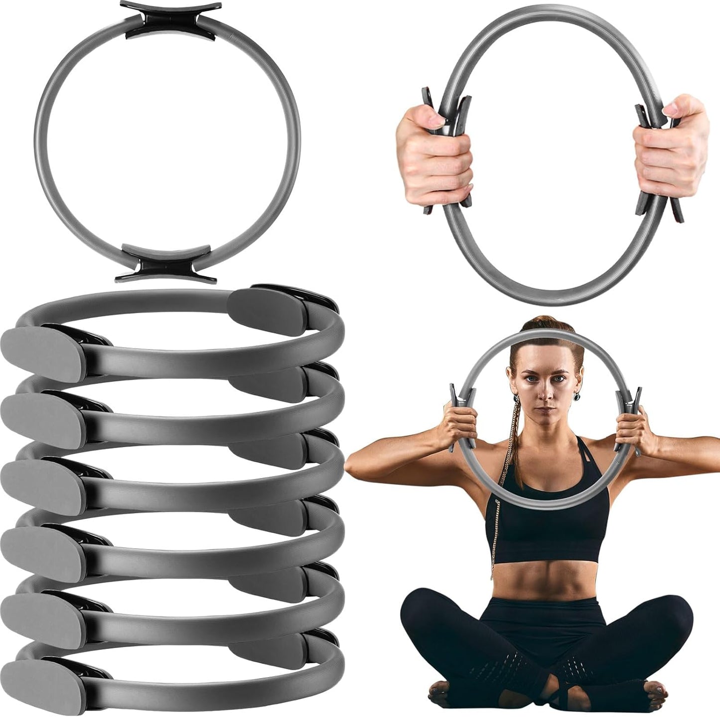 Syhood Pilates Ring 11. 81 Inch Pilates Circle Yoga Ring Magic Lightweight Flexible Workout Equipment for Fitness Physical Therapy Resistance Exercise Arms Legs