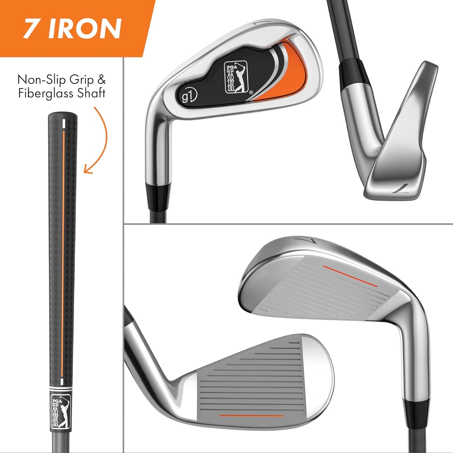 PGA TOUR Youth Golf Club Set for Ages 8-12 (4’8”-5’2”) and 12+ (5’2”+), Right and Left-Handed Kids Golf Sets – Beginner Junior Golf Clubs with Lightweight Stand Bag, Mallet Putter, Hybrid, Driver