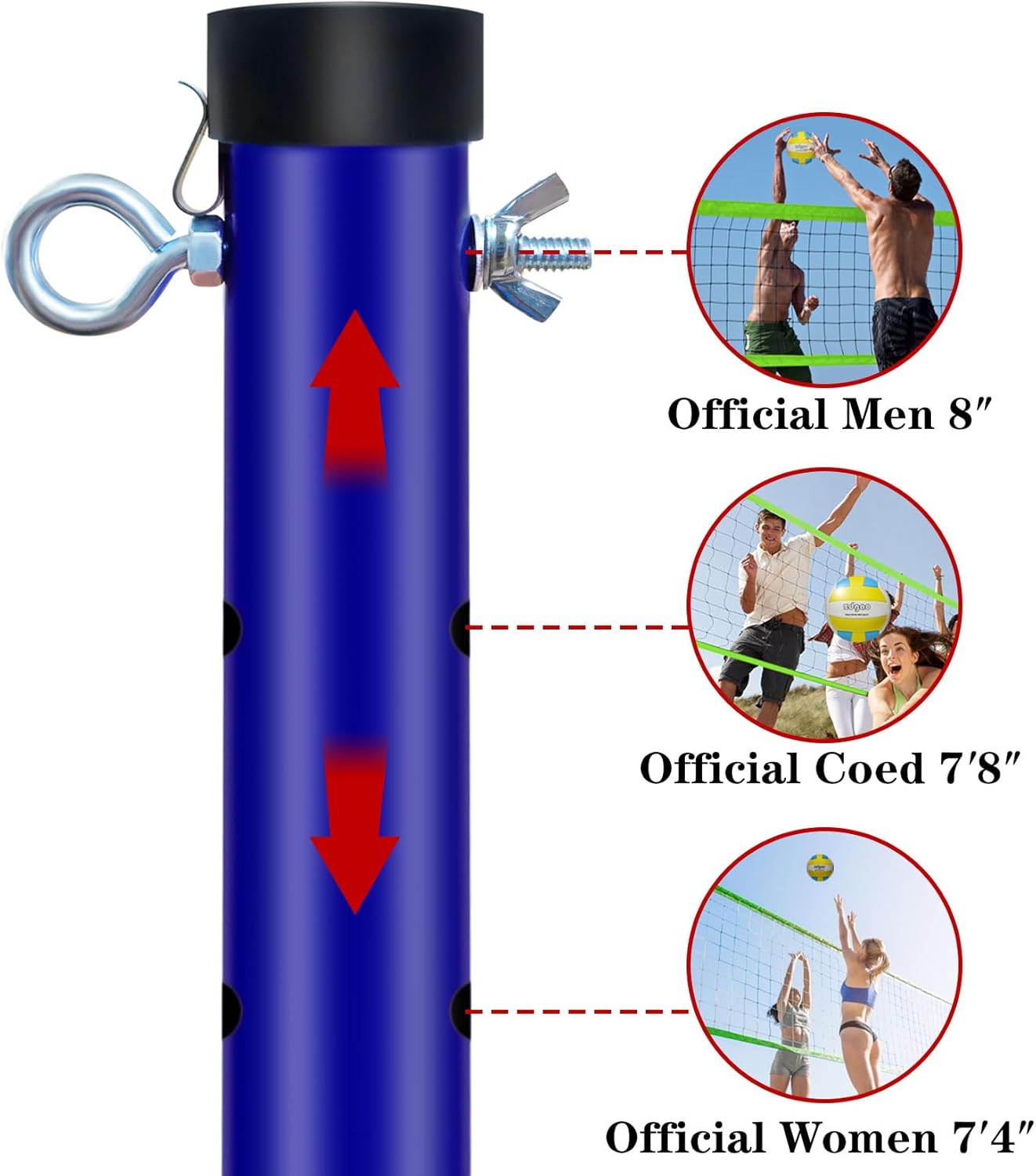 Volleyball Net Outdoor - Portable Volleyball Set for Backyard with Professional Volleyball Net, Wrap Yarn Volleyball and Pump, Boundary Line, Carry Bag