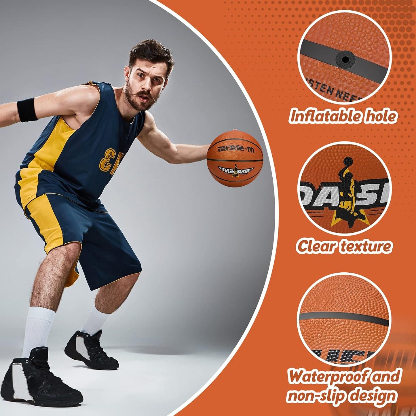 Jerify 12 Pieces Basketballs Bulk Official Size 7 Rubber Basketballs 29.5 Rubber Inflatable Basketballs with Pump Indoor Outdoor Basketballs Bulk Standard Basketball for Training and Play