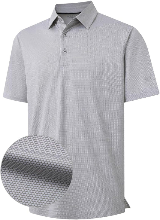 M MAELREG Golf Shirts for Men Dry fit Sports Jacquard Lightweight Performance Texture Short Sleeve Collared Polo Shirts