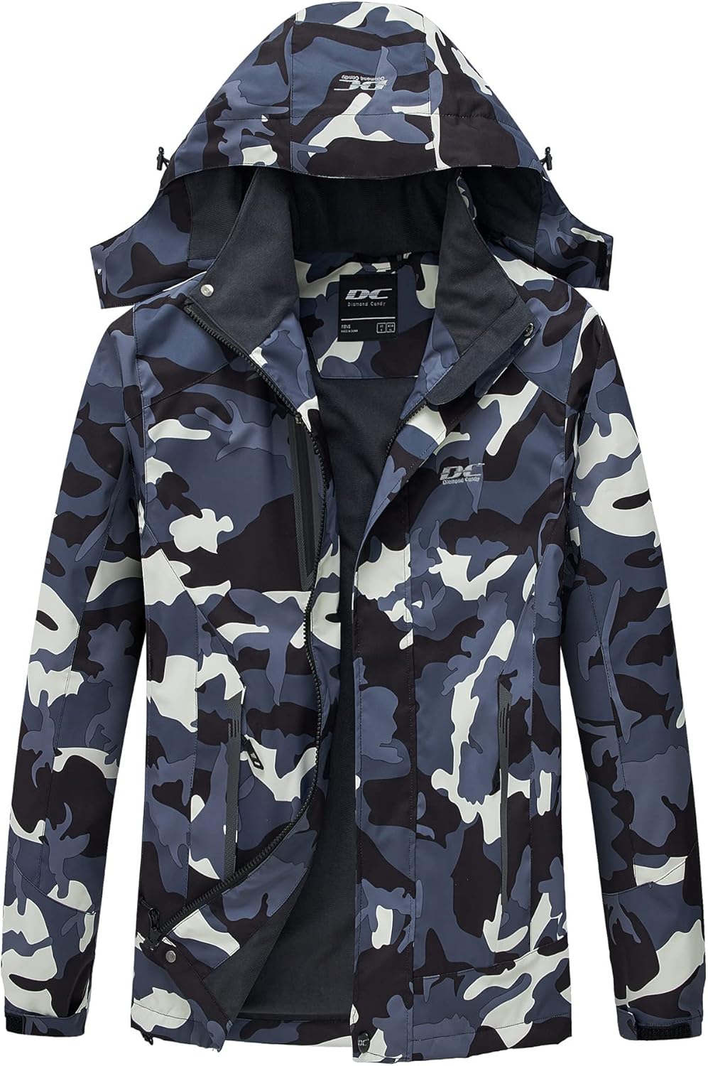 Diamond Candy Men's Hooded Waterproof Jacket Lightweight Rain Jacket Outdoor Casual Sportswear