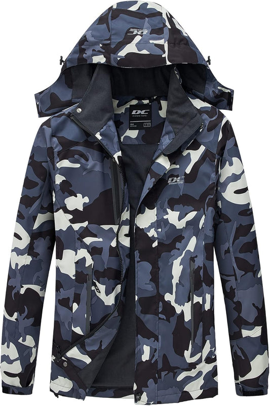 Diamond Candy Men's Hooded Waterproof Jacket Lightweight Rain Jacket Outdoor Casual Sportswear