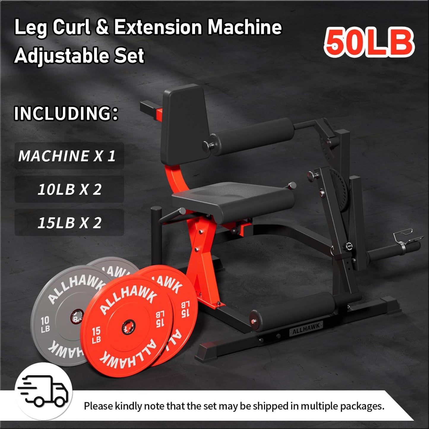 All-in-One Leg Extension and Curl Machine, Adjustable Seated Leg Rotary Extension Machine for Lower Body, Plate Loaded Home Gym Weight Machine for Thigh Workouts