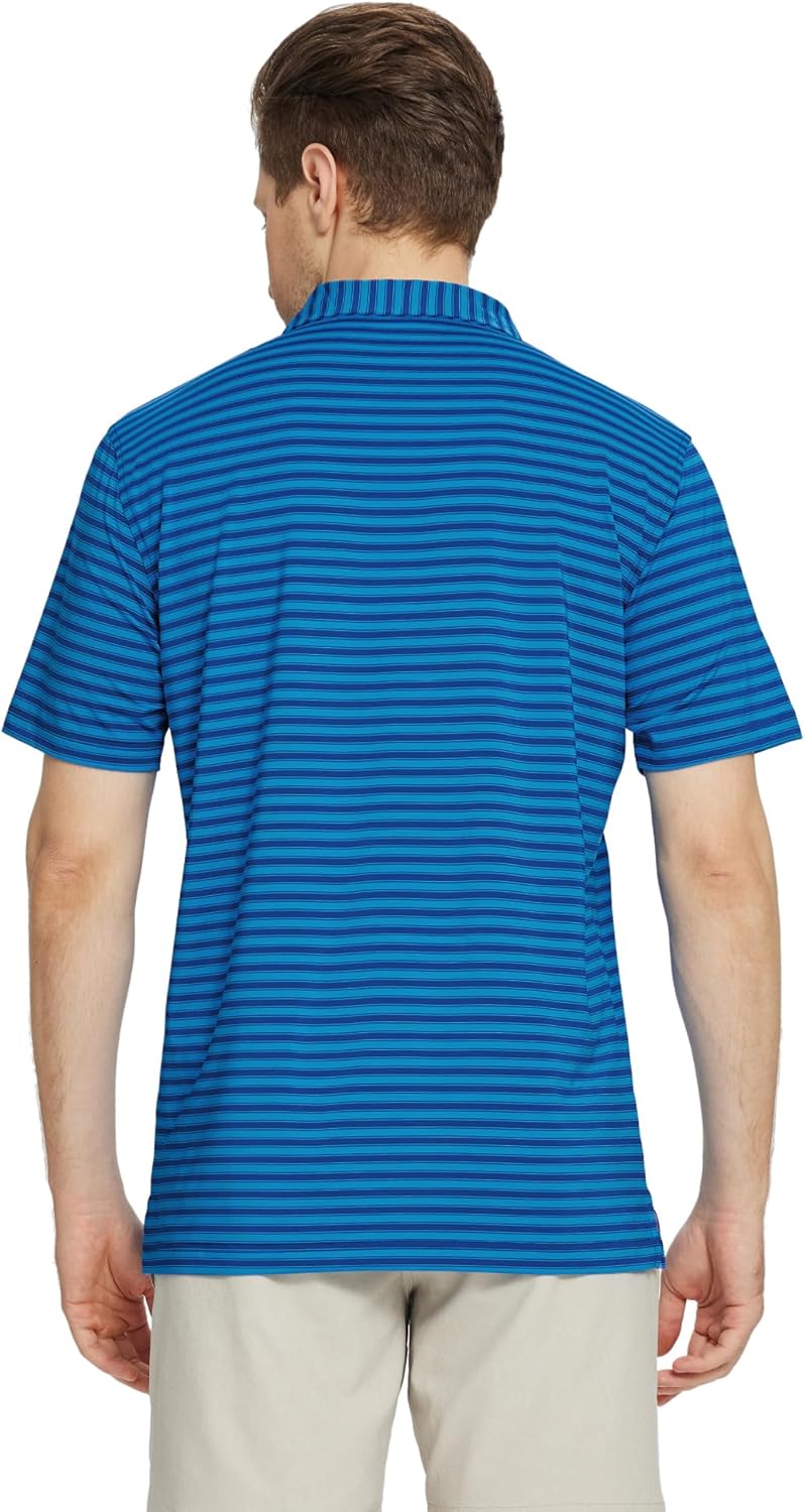 M MAELREG Golf Shirts for Men Short Sleeve Dry Fit Casual Striped Performance Moisture Wicking Collared Mens Polo Shirts