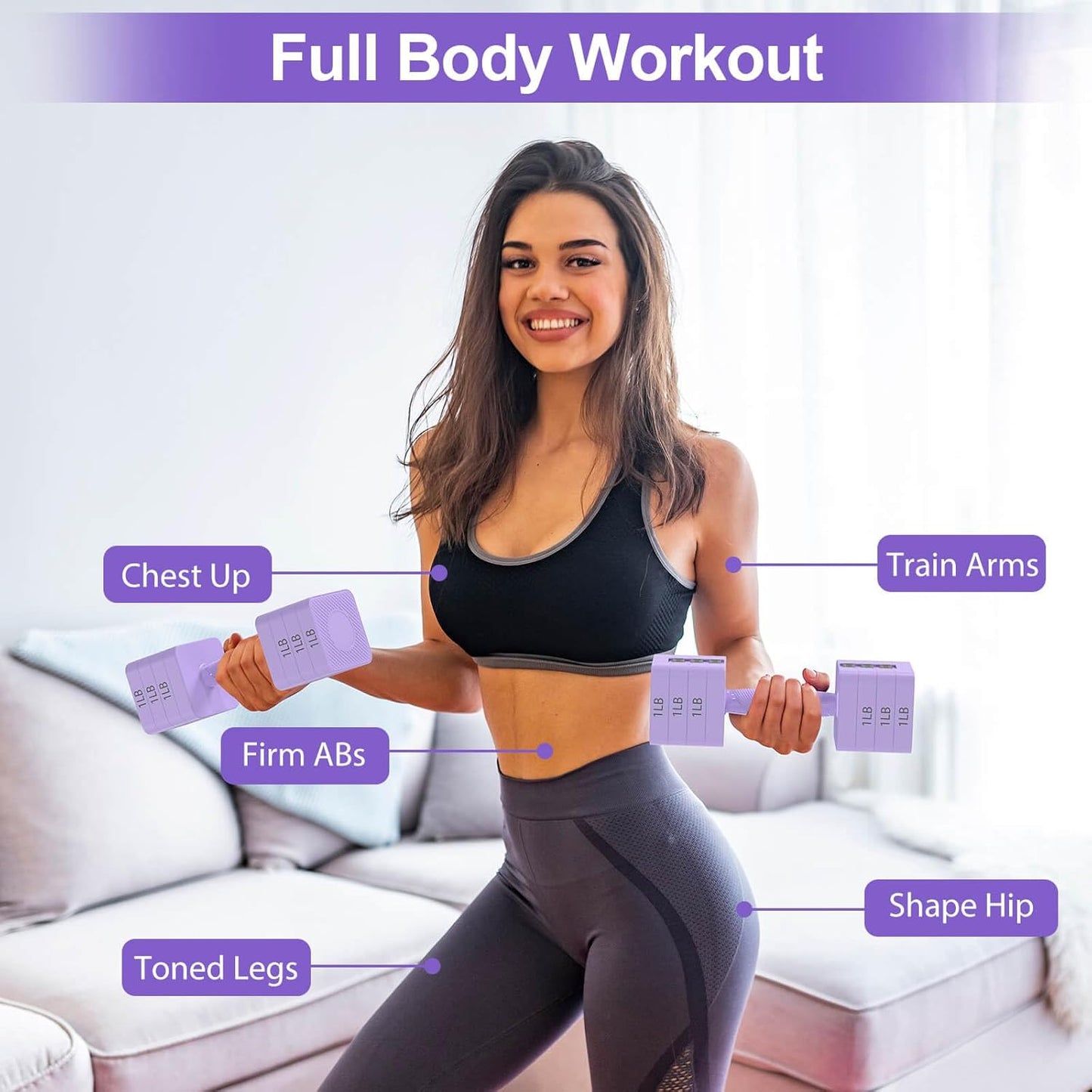 22LBS Adjustable Dumbbells Set, Hand Weights Sets with 5 Levels 3lb, 5lb, 7lb, 9lb, 11lb, Adjustable Weight Dumbbells for Women/Men Home Gym Full Body Workout