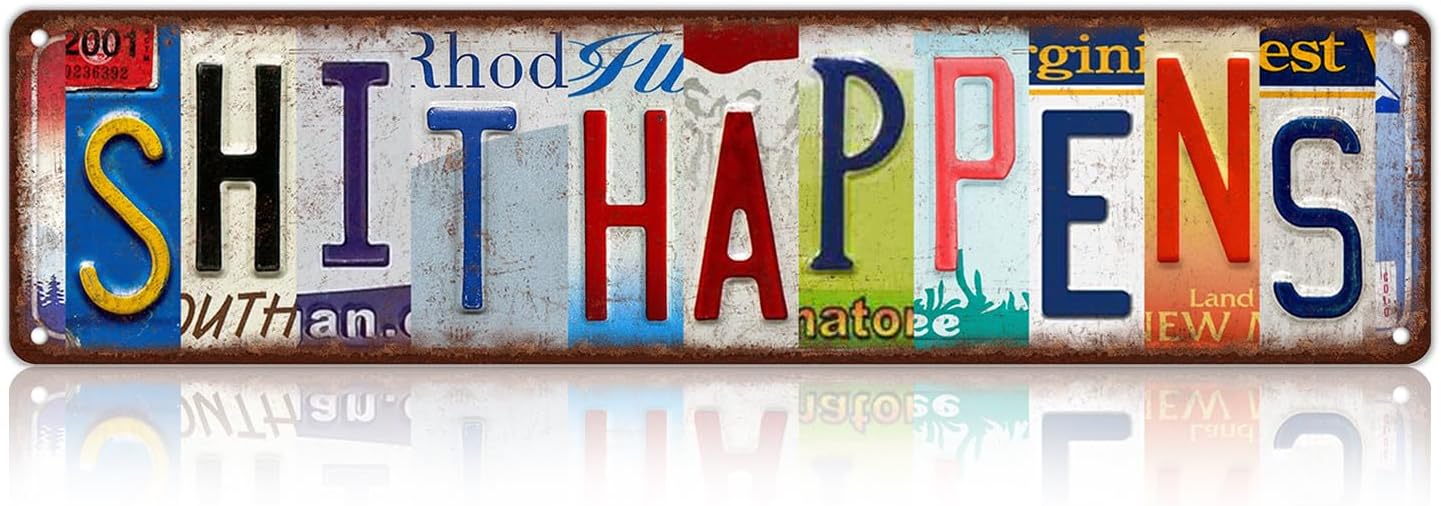 Vintage Shit Happens Wall Decor Street Signs Metal Tin Signs 16 x 4 Inches