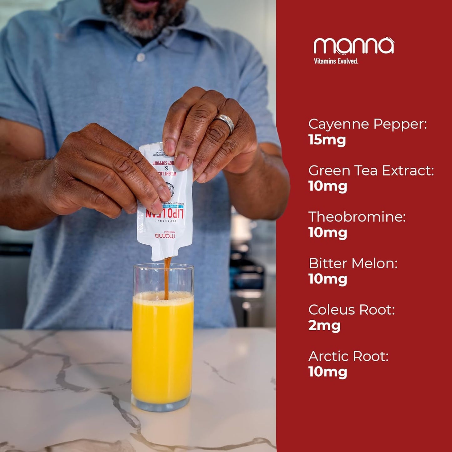 Manna Vitamins Evolved Liposomal Lipo Lean, Thermogenic Metabolism Support, Cravings Management, Weight Loss Support for Women, Men, Liposomal Absorption 3500mg CLA, Carnitine, Green Tea, 30 Packets