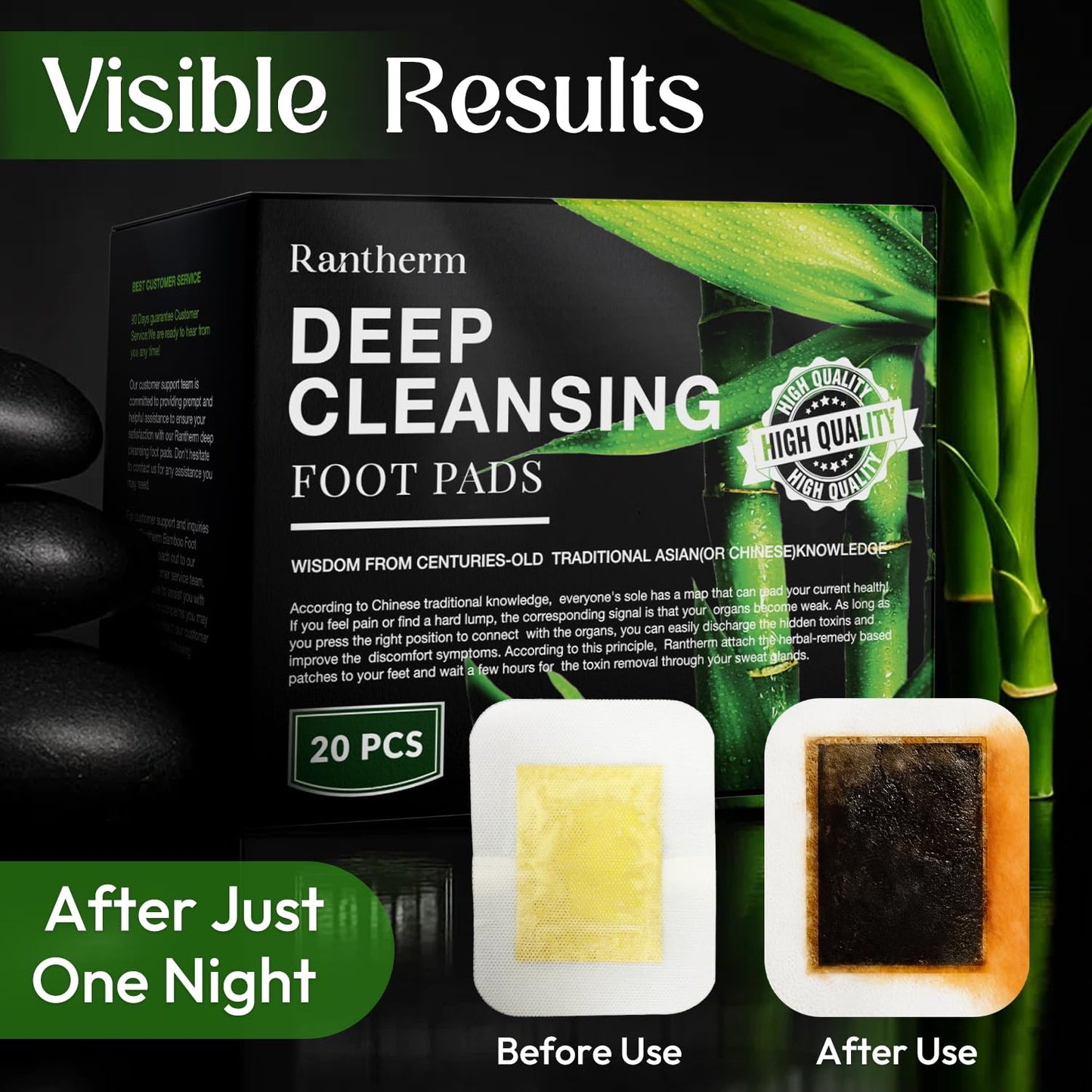Foot Patches Pads for Deep Cleansing: Feet Patches Bamboo Wood Vinegar Ginger Foot Pads for Promoting Sleeping 20 Packs