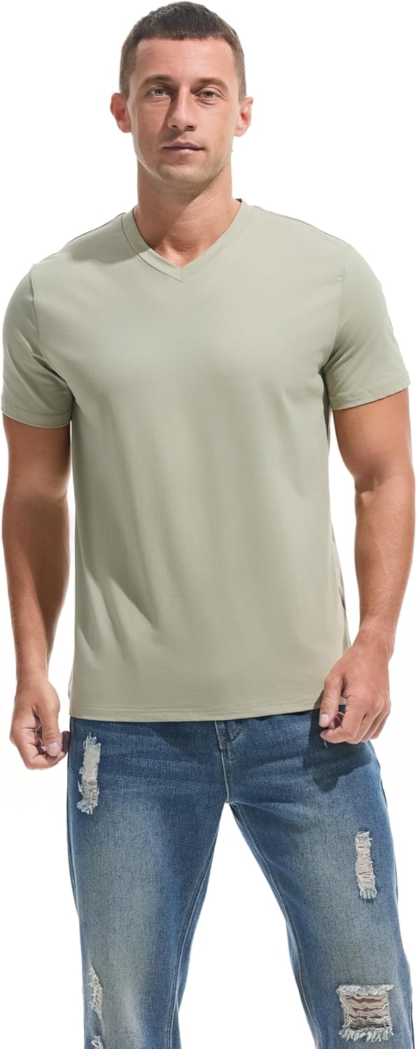 VEIISAR Premium V Neck T Shirts for Men - Modern Fitted Tees Vneck Undershirts