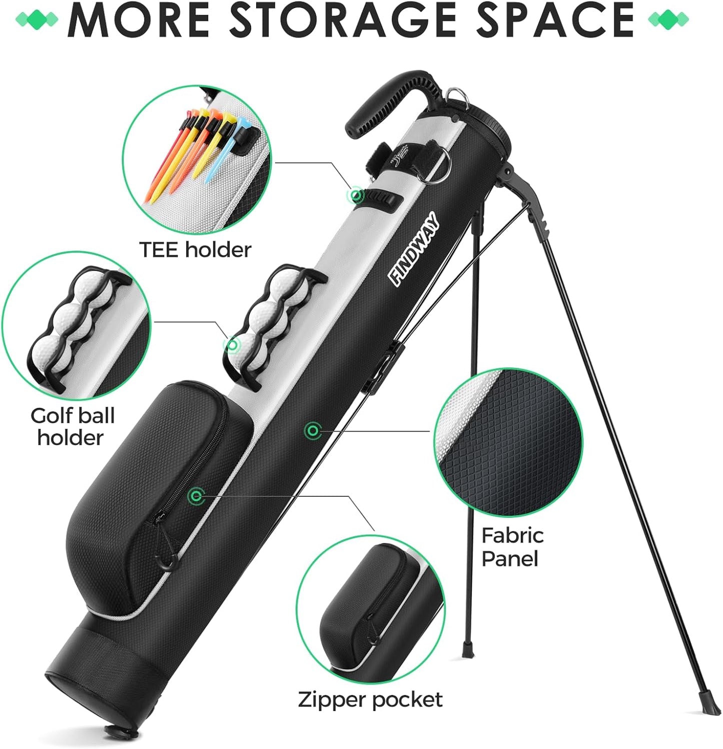 Findway Golf Stand Bag, Small Golf Bag for The Driving Range, Par 3 and Executive Courses, Lightweight Golf Club Carry Bag with Ball Holder and Pockets for Men Women