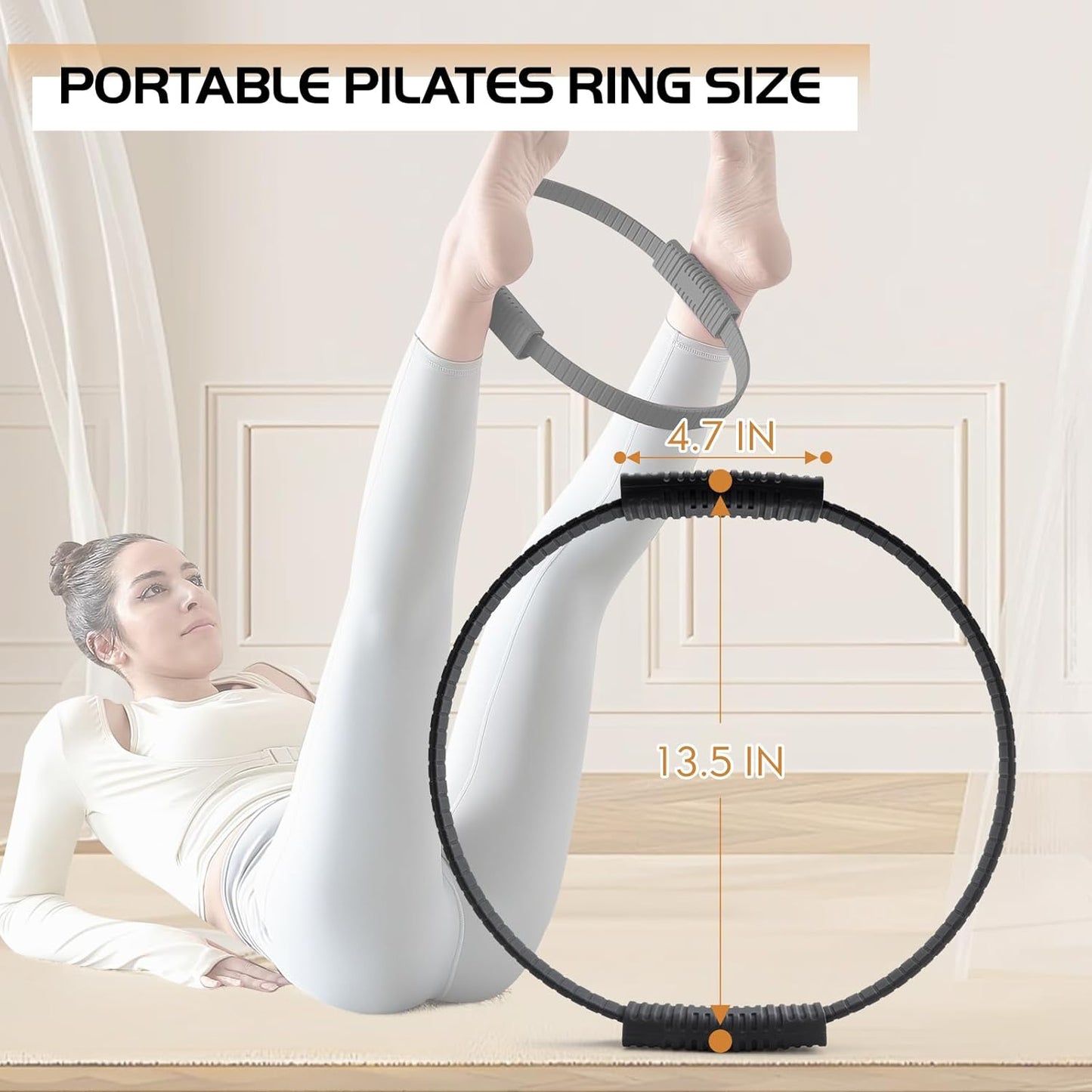 Pilates Ring, 13.5" Silicone Magic Pilates Fitness Circle with Dual Grip, Lightweight & Durable Flexible Resistance Exercise Equipment for Toning Arms, Thighs, Legs, Core