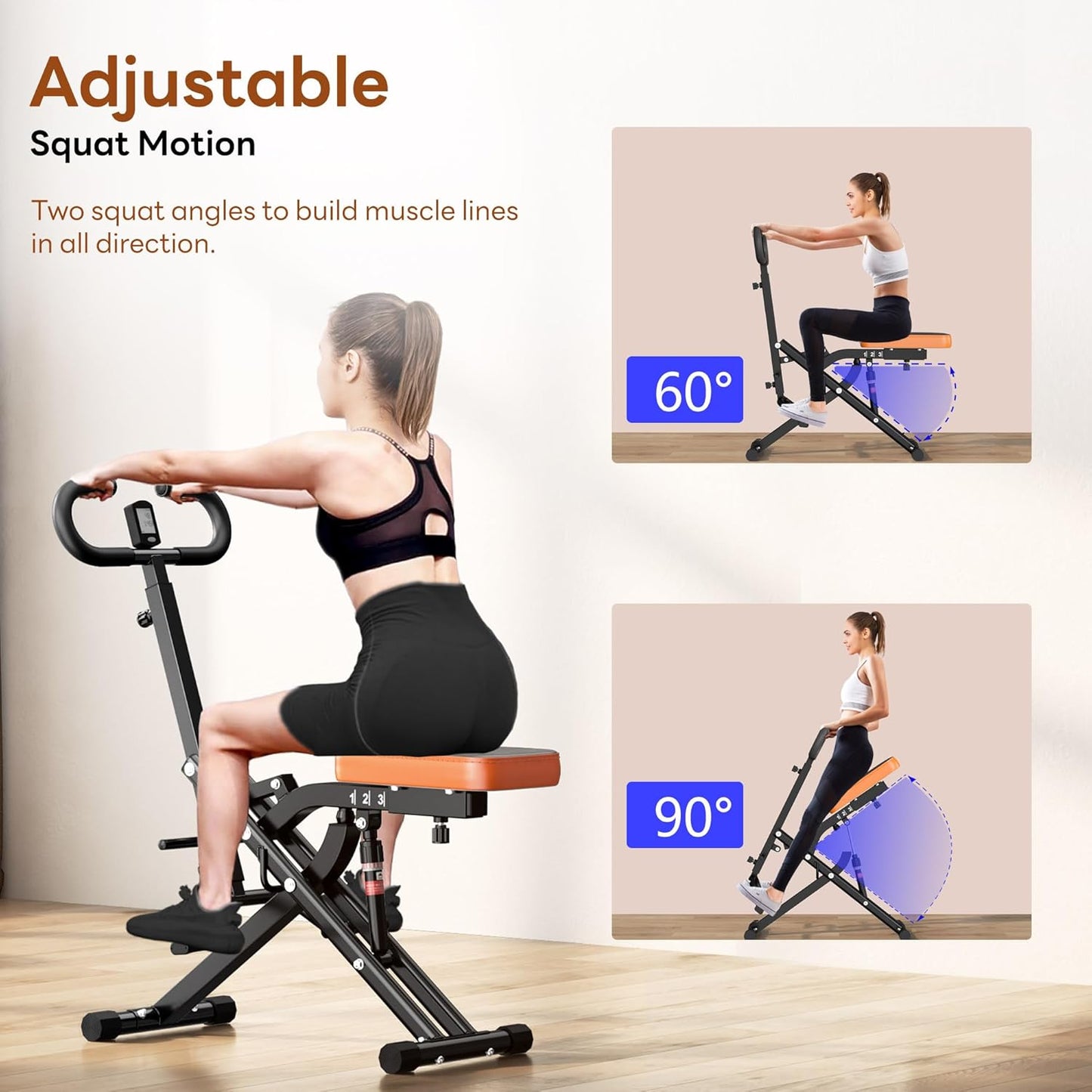 SogesPower Squat Machine for Home Gym, Squat Rowing Machine with Adjustable Resistance and Optional Full Motion, Squat Assist Trainer for Glutes & Legs Workout, Up to 330lbs