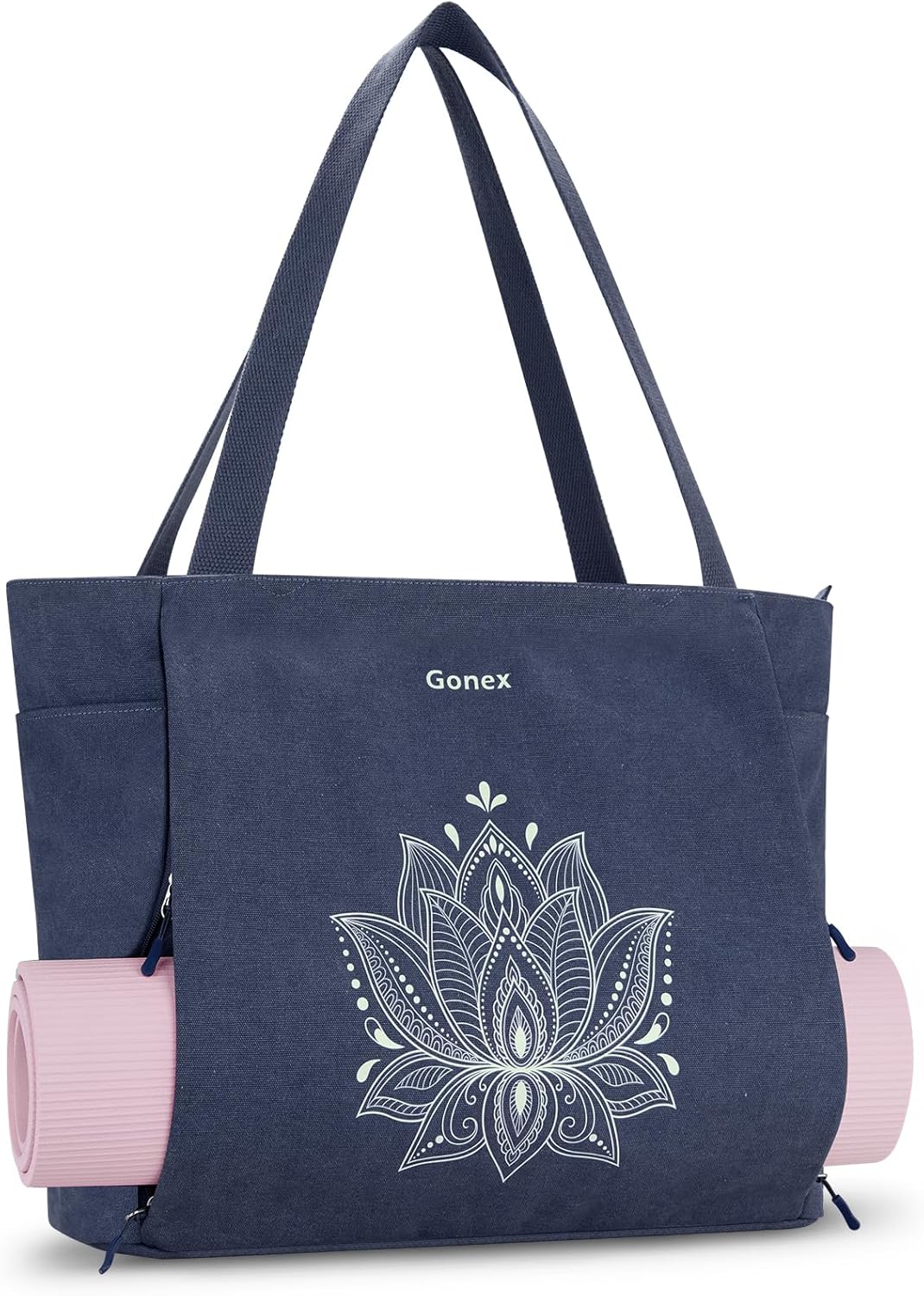 Gonex Yoga Mat Bag, Large Tote Bag with Multi Pockets for Women Men, Canvas Mat Carrier, Full Zipper Easy Access for Pilates Gym Travel