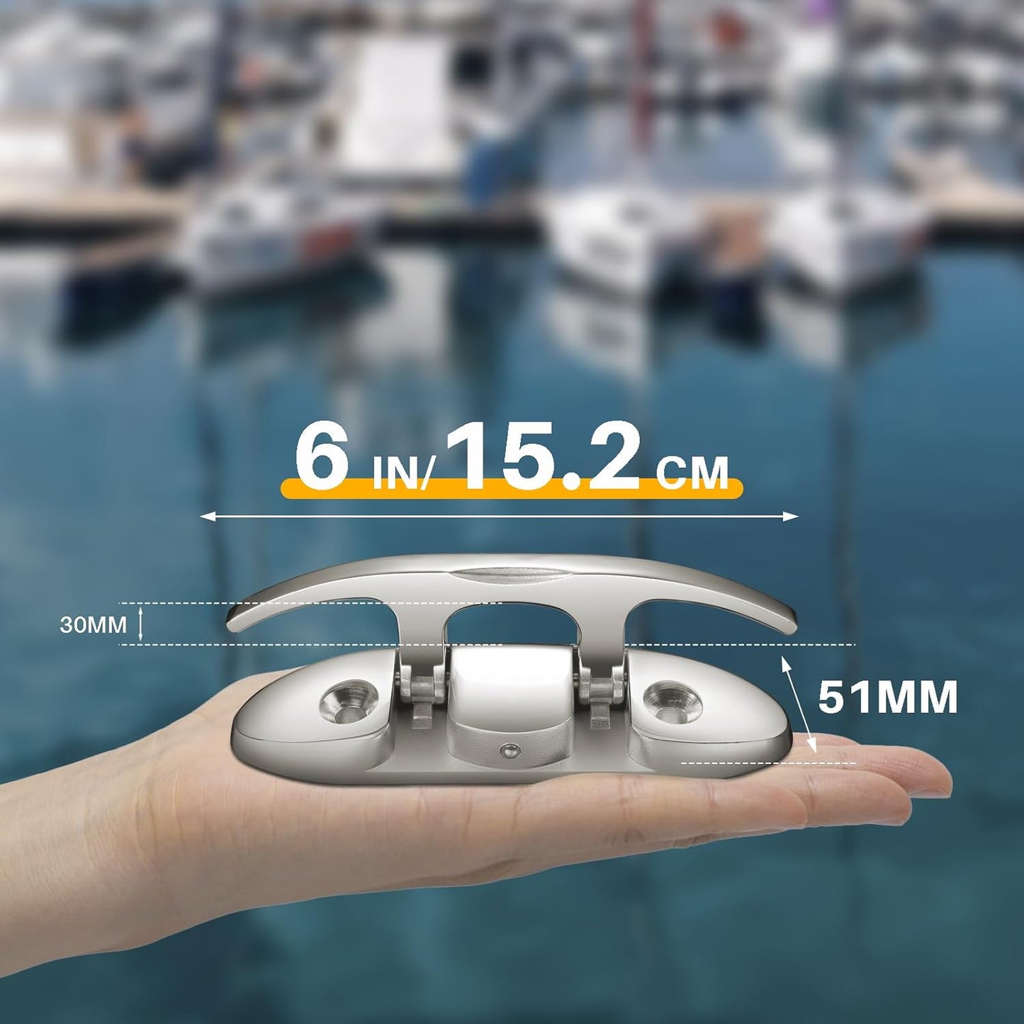 Folding Boat Cleats Marine Grade Stainless Steel 316 Flip Up Boat Cleats Pack of 4, Installation Accessories Included