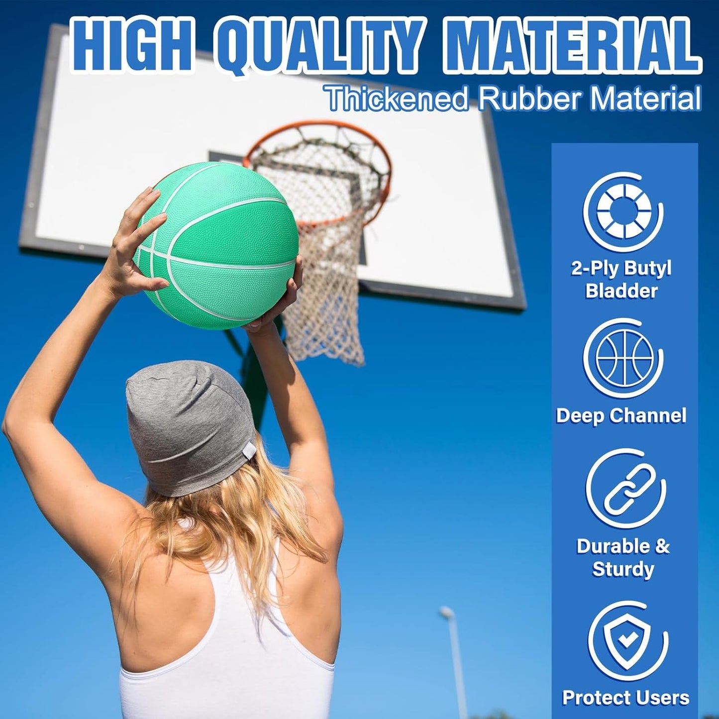 Jenaai 6 Pcs Rubber Basketballs Official Size Bulk Streetballs Multicolor Basket Balls with Pump Plain Basketball Set for Adult Youth Gifts Indoor Outdoor Training Games