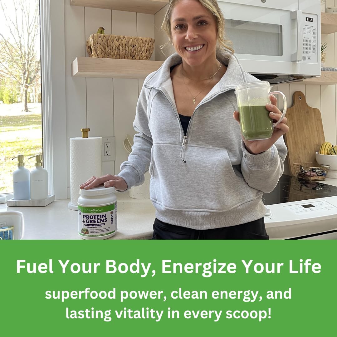 Paradise Herbs ORAC Energy Proteins & Greens Powder, Antioxidant Power of 24 Servings of Fruits & Vegetables in 1 Scoop + 20g Protein, Vanilla, 14 Servings