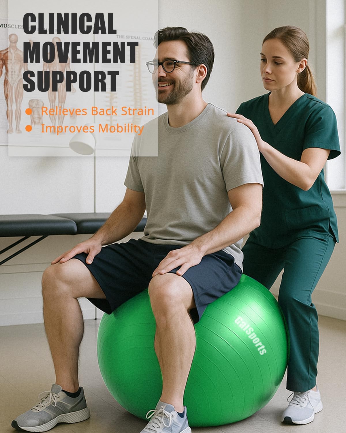 GalSports Anti-Burst Slip Resistant Stability Ball - Swiss Ball for Home Gym & Physical Therapy