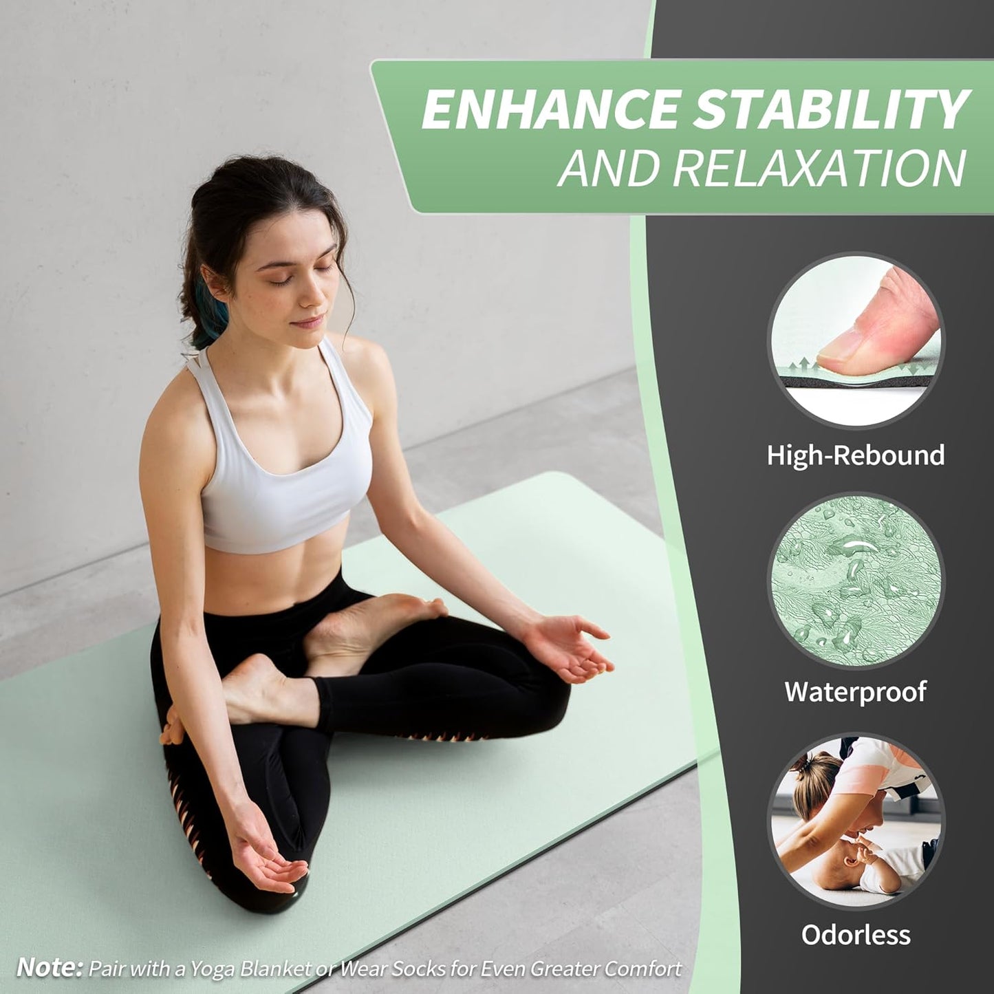 CAMBIVO Yoga Mat for Women Men Kids, 1/3 & 1/4 & 2/5 Inch Extra Thick Yoga Mat Non Slip, 72" x 24" TPE Yoga Mats, Workout Mat with Carrying Strap for Yoga, Pilates and Floor Exercises