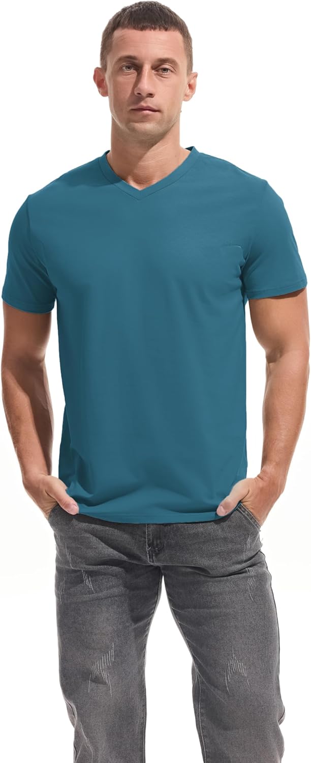 VEIISAR Premium V Neck T Shirts for Men - Modern Fitted Tees Vneck Undershirts