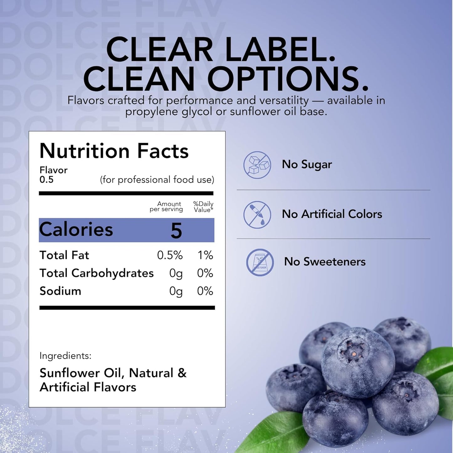 Dolce Flav Blueberry Extract – 8 Ounce Oil-Soluble Kosher, Sugar-Free, Concentrated Ripe Blueberry Flavoring for Baking, Chocolates & Desserts, Includes Measured Dropper