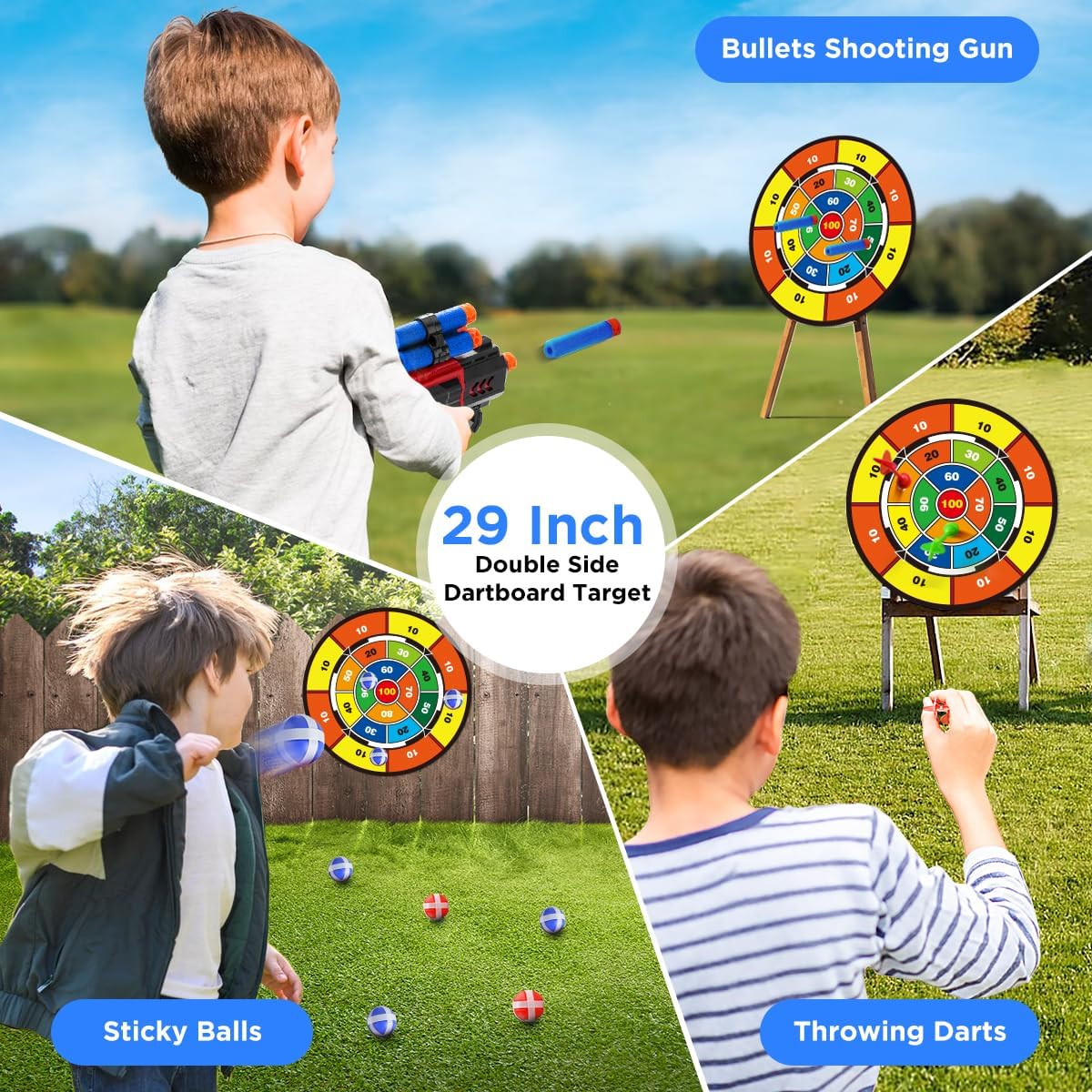 VATOS 2 Pack Bow and Arrow Toy for 5 6 7 8 9 10 11 Year Old Boys Girls, Light Up Archery Toy with Cup Suction Standing Target & 29 in Dart Board, Indoor Outdoor Activity Toys Birthday