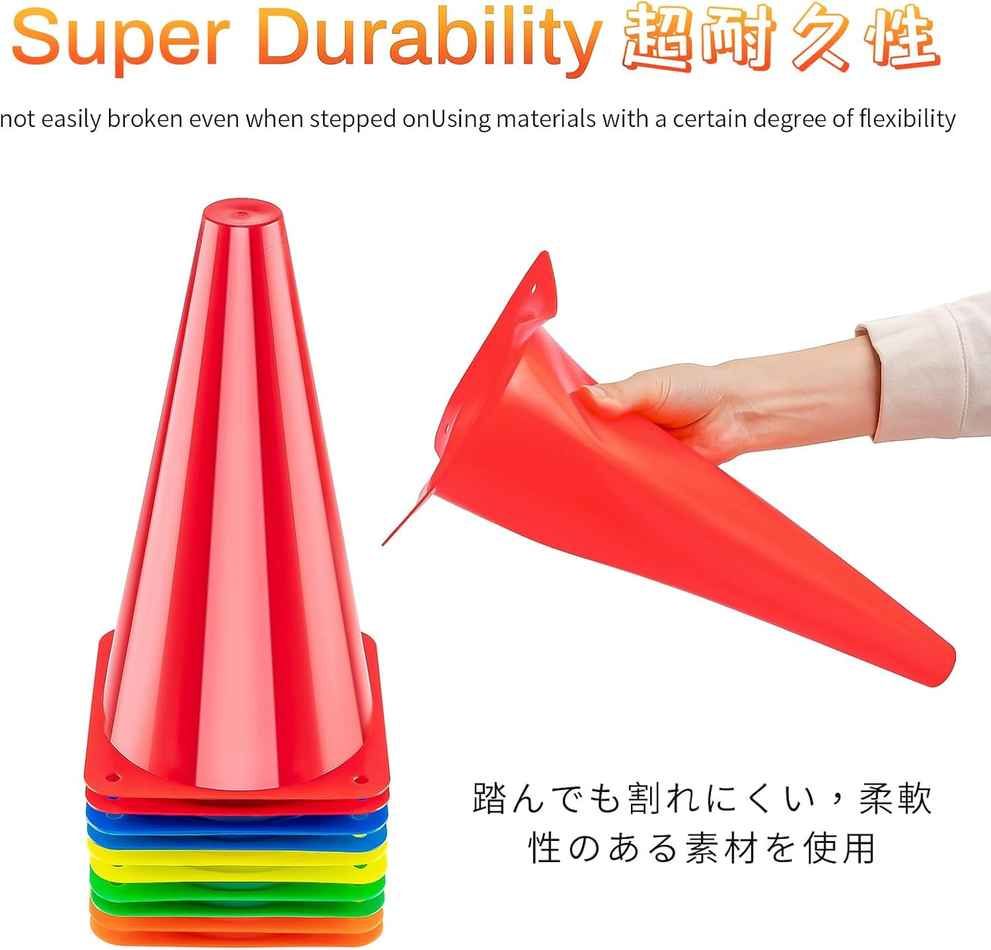 BiAnYC 12.5 Inch（32CM） Plastic Sport Training Traffic Cones Set of 10