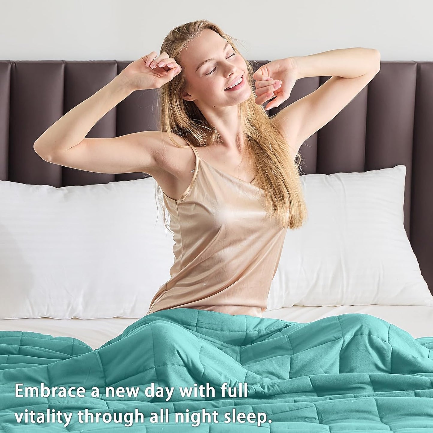 yescool Weighted Blanket for Adults (18 lbs, 60" x 80", Teal) Cooling Heavy Blanket for Sleeping Perfect for 170-190 lbs, Queen Size Breathable Blanket with Premium Glass Bead, Machine Washable