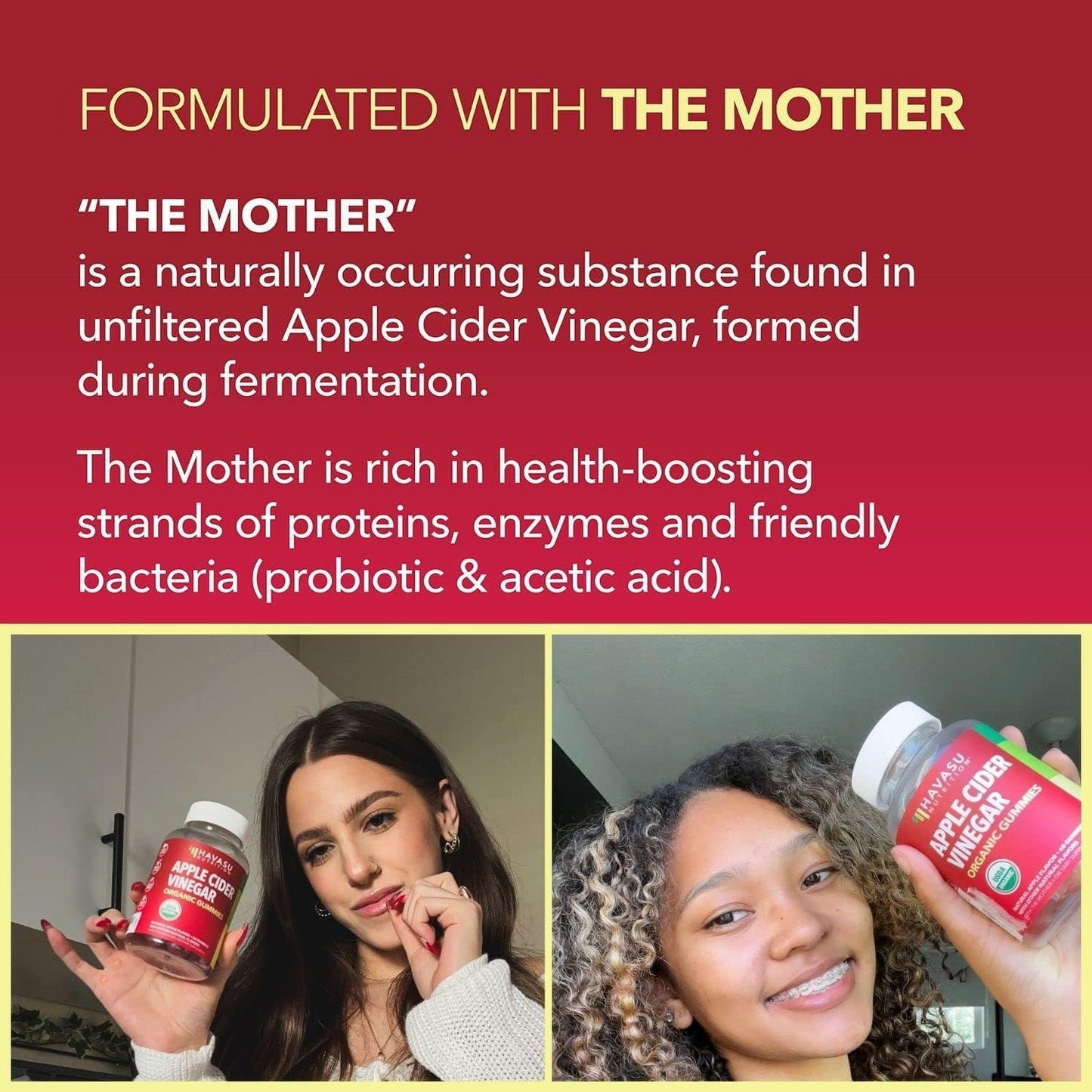 Apple Cider Vinegar Gummies - Organic ACV Vitamins for Digestive Health, Metabolism & Gut Support - 60 Count - Vegan, Non-GMO, Gluten-Free - Delicious Flavor & No Harsh Taste - 1 Month Supply