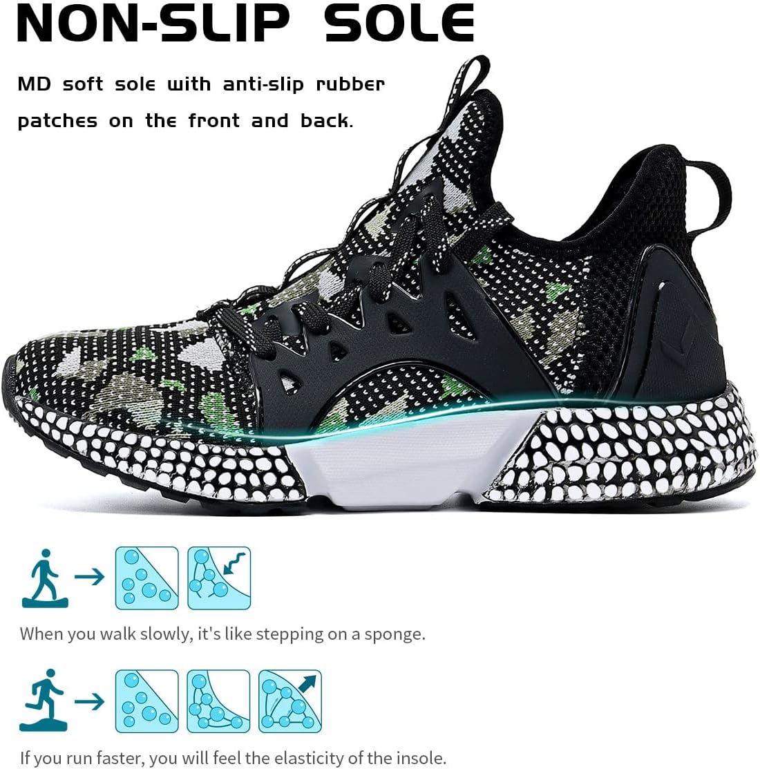 WETIKE Boy's Shoes Mesh Slip on Lightweight Running Sneakers