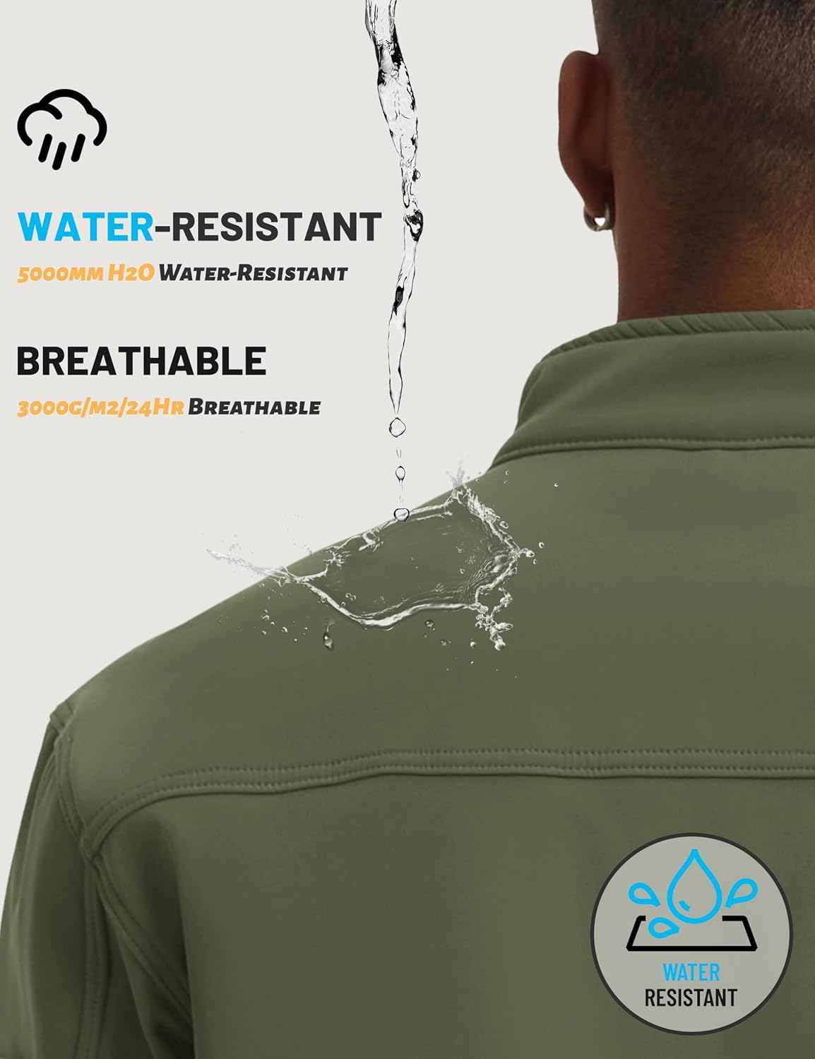 TACVASEN Men's Tactical Softshell Jacket Fleece Lined Water Resistant Windbreaker Military Lightweight Coat for Hiking