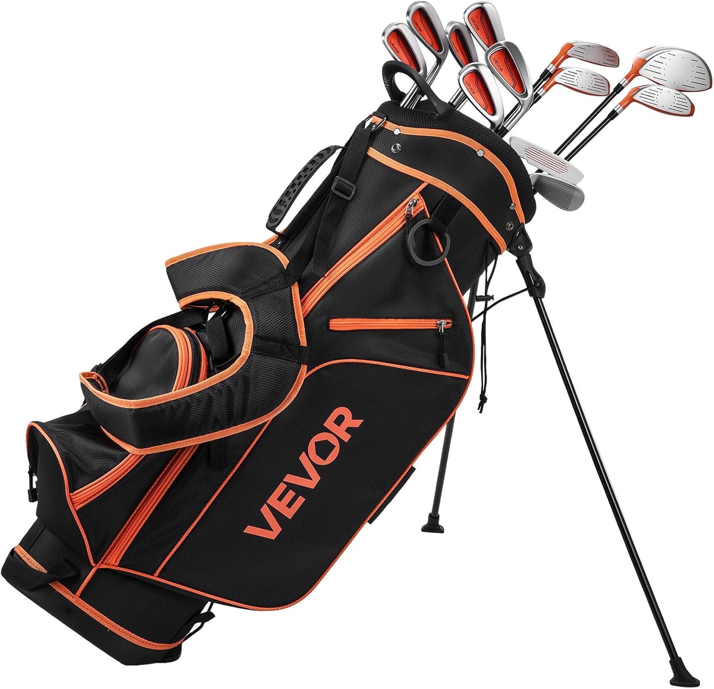 VEVOR Golf Club Set, 12 Pieces Golf Club Complete Set Right Handed with 460CC #1 Driver, #3 & 5 Fairway Wood, #4 Hybrid, #5/#6/#7/#8/#9/#PW/#SW Irons, L-Shaped Putter, Golf Stand Bag