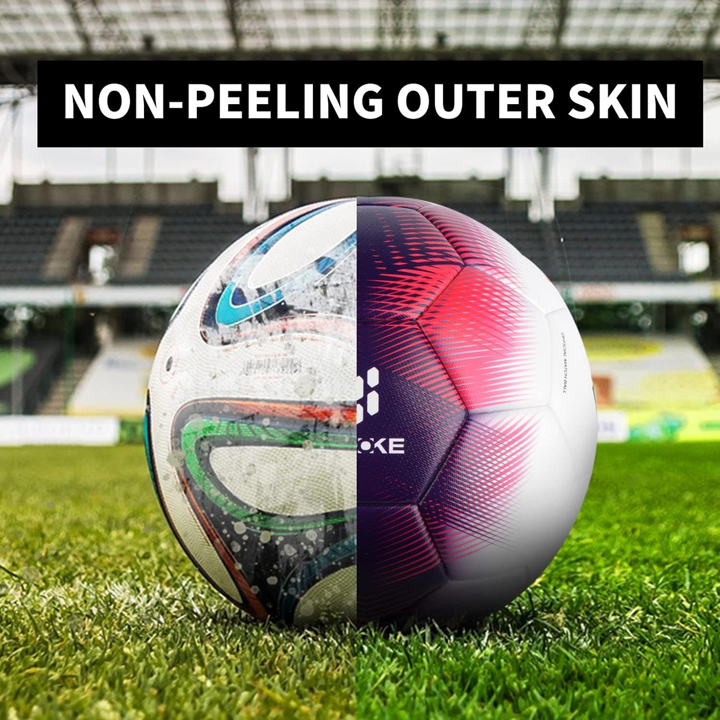 SHOKE Soccer Ball Size 5 Official Size Soccer Ball Thermal Bonded Training Slip Resistant