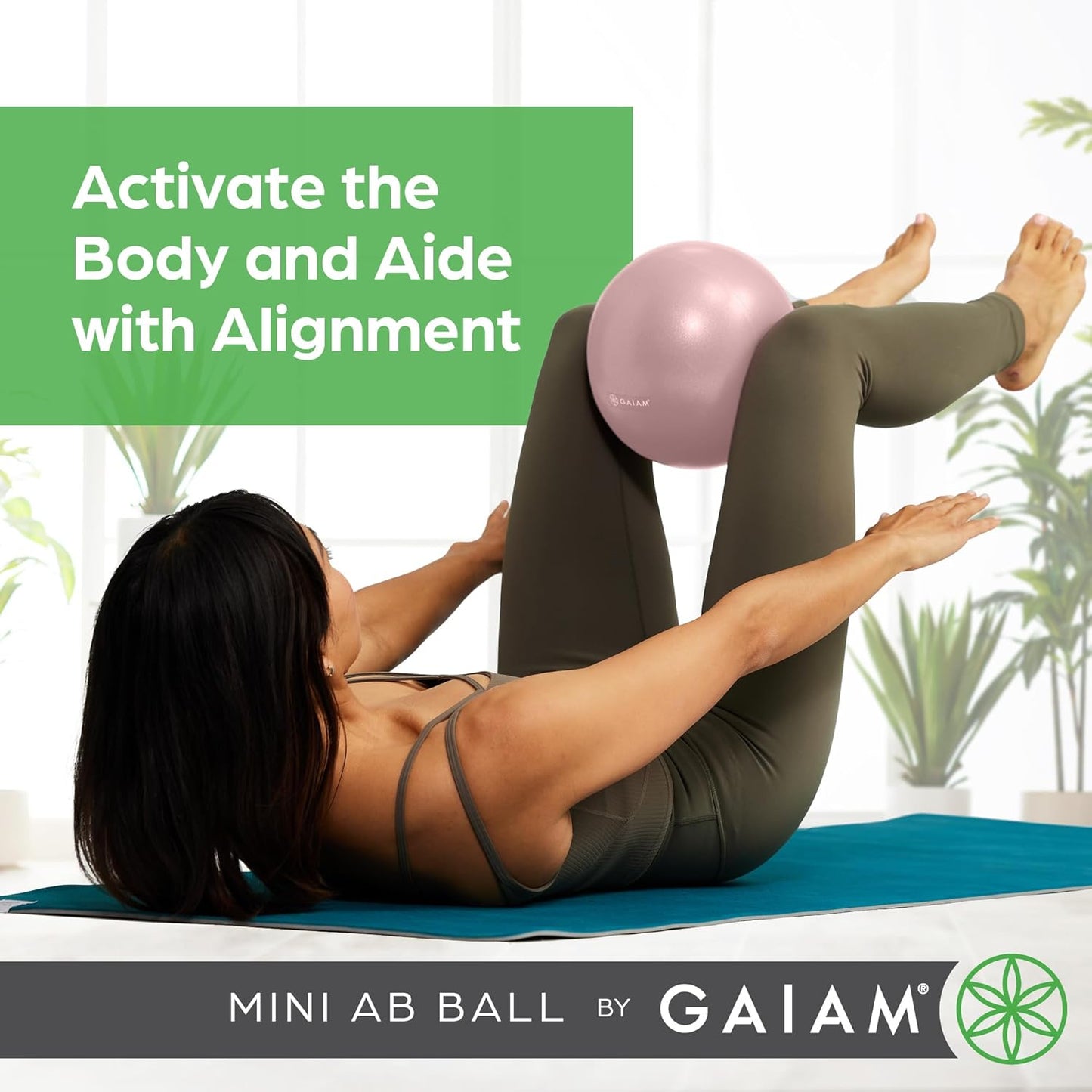 Gaiam Mini Ab Ball, 8 Inch Inflatable Anti-Burst Exercise Ball for Core Strength, Pilates, Yoga, and Physical Therapy, Includes Inflation Straw, Plug & Downloadable Exercise Guide
