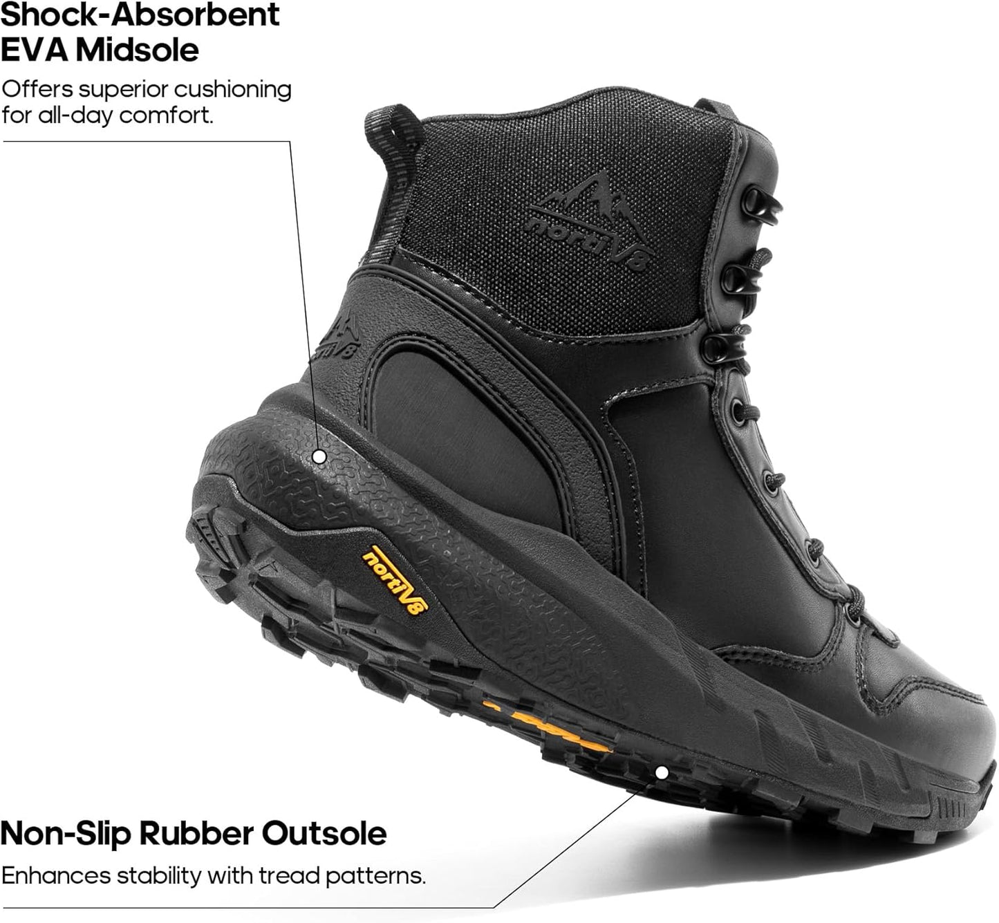 NORTIV 8 Men's Military Tactical Boot Lightweight Comfortable Boots for Work All Day Side Zipper Motorcycle Combat Hiking Boots Metrostrike(8-9 Inches)