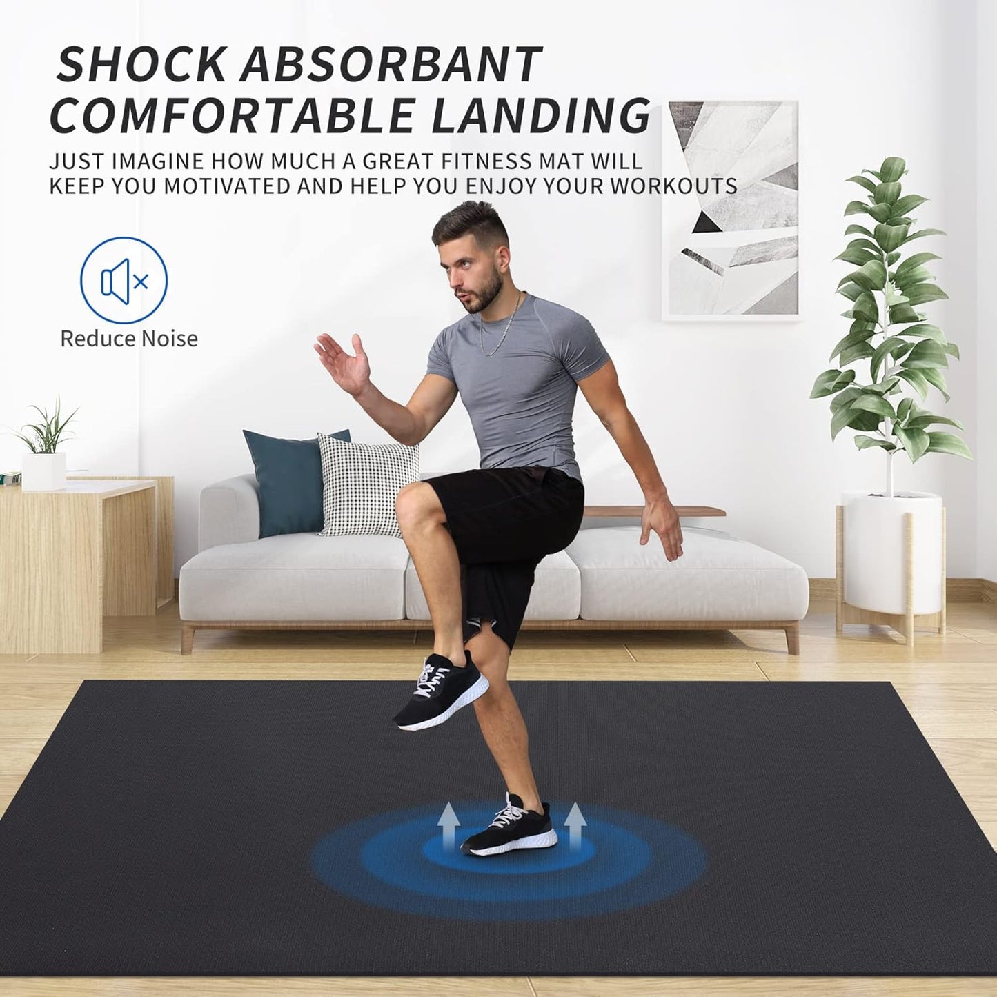 MRO Extra Large Exercise Mat 12'x7'/9'x7'/7'x7'/7'x5'(7mm), High-Density Workout Mats for Home Gym Flooring, Non-Slip, Extra Thick Durable Cardio Mat, Ideal for Plyo, MMA, Jump Rope - Shoe Friendly