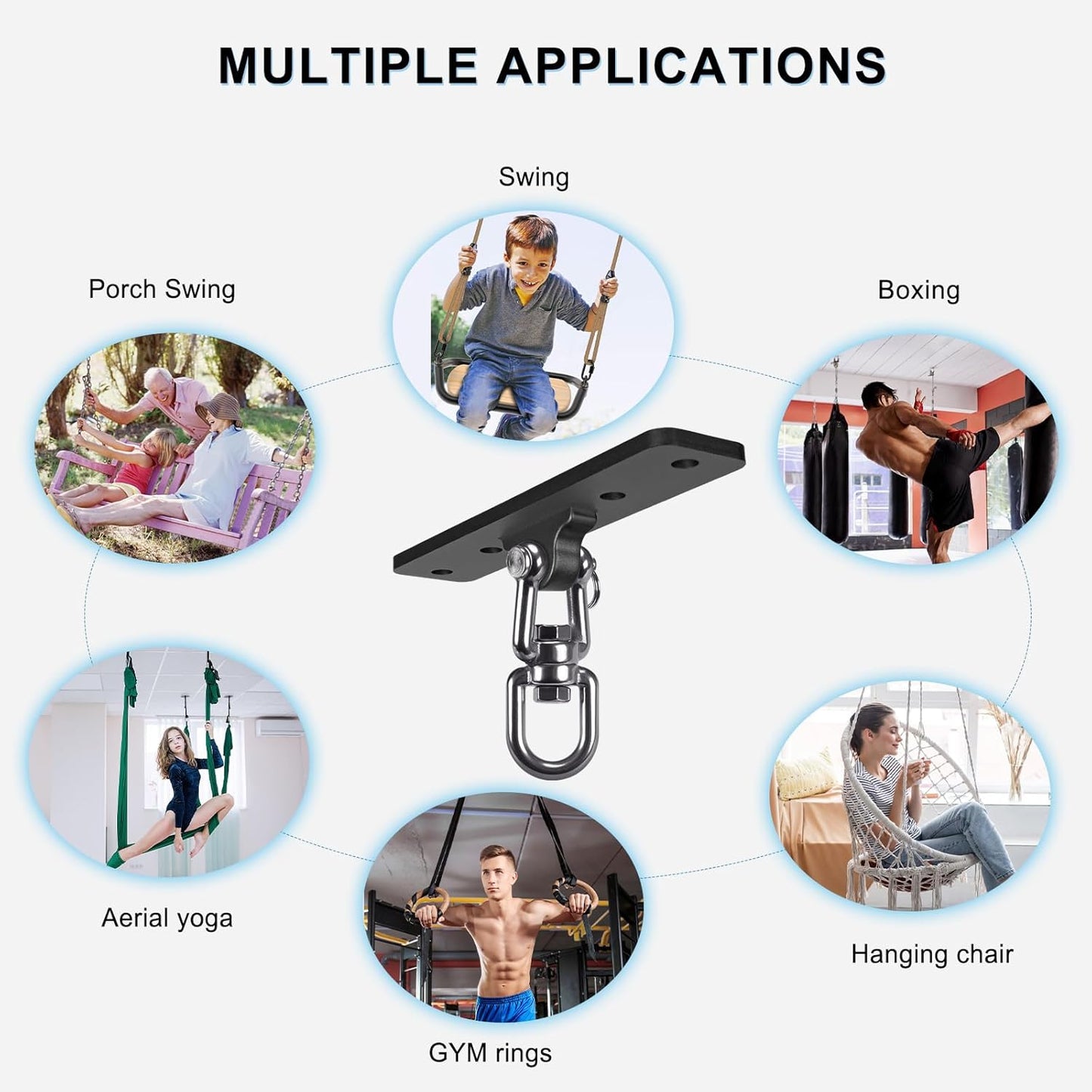 Heavy Bag Hanger, Punching Bag Ceiling Mount Hanger, 360° Rotation Hook for Boxing, MMA, Aerial Yoga, Hammock, and More, 600 LB Capacity