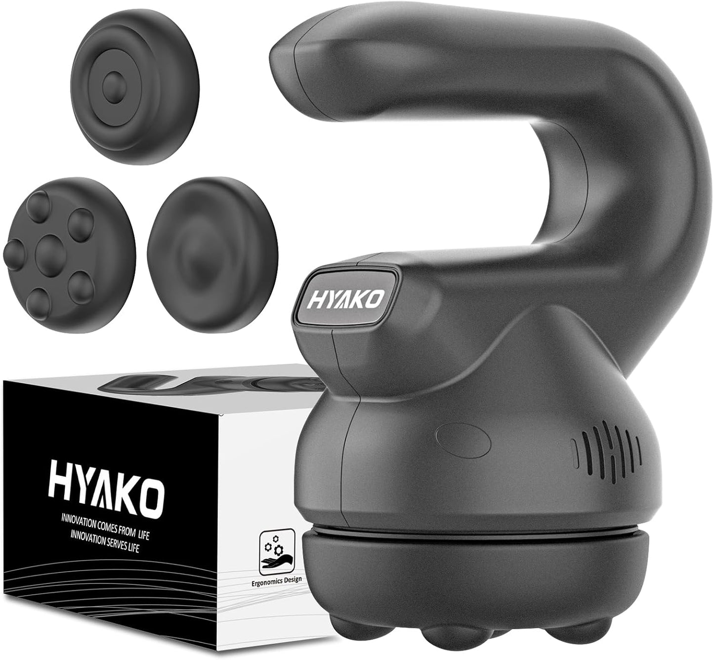 HYAKO Handheld Professional Mini Orbital Buffer Relief Massager, Adjustable Multi-Speed Vibration Deep Tissue Body Chiropractic Massager for Neck, Shoulder, Leg,Back muscle pain relief massage therapy