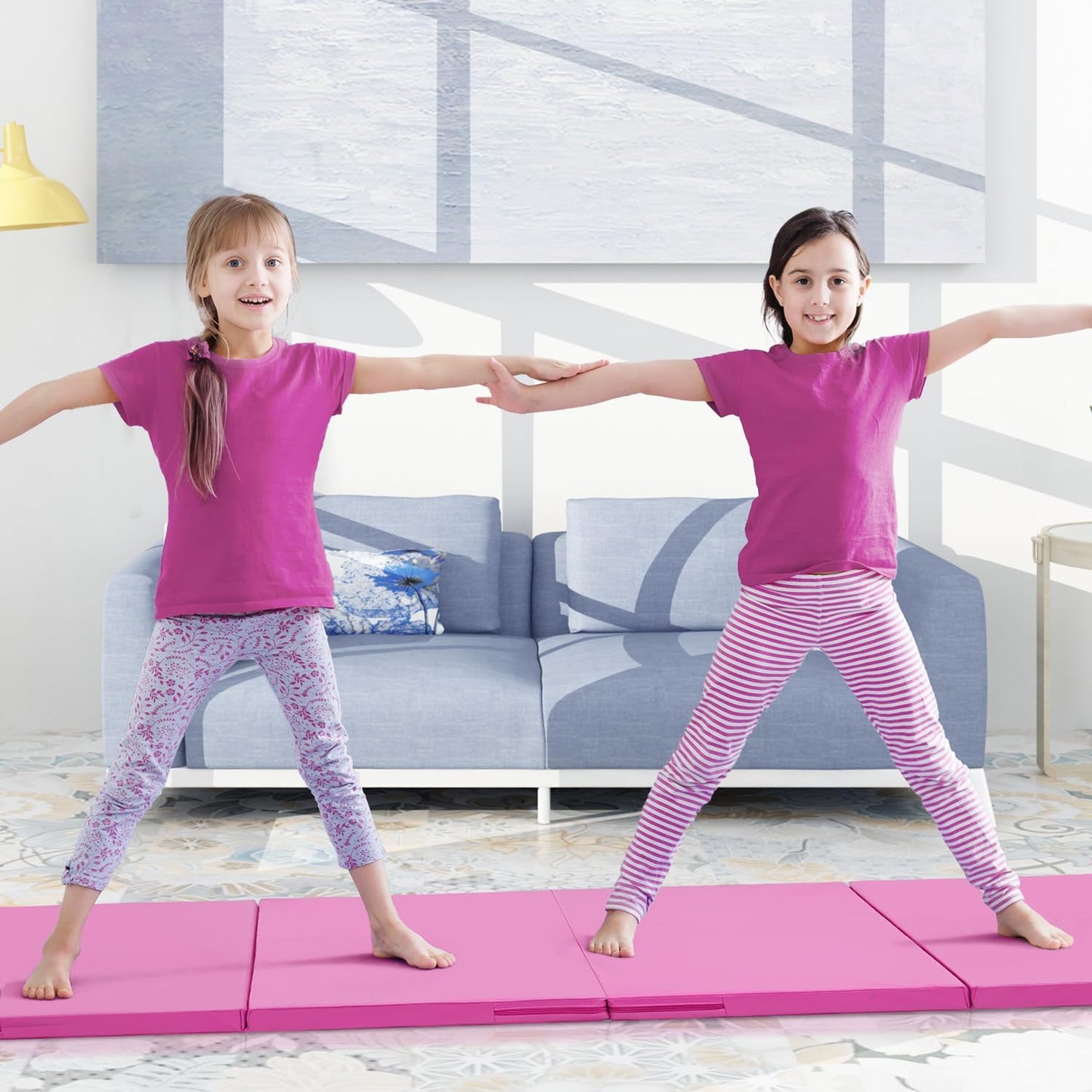 ZENOVA Gymnastics Mat 6'x3'x2''/4'x8'x2'' Exercise Mat Gym Mat for Home Aerobics Workout Foldable Tumbling Mat Children Gifts