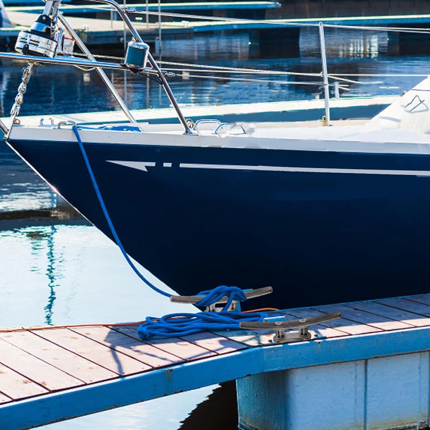 Dock Cleats 6/8/10 inch With Hardware,Electrophoretic Coated Black Boat Cleat Dock Boat Cleats,Rope Cleat Boat Dock Cleats Ideal for Boat Docks, Decks, Piers for Tying up Boats (2,4,6,8,12 Pack)