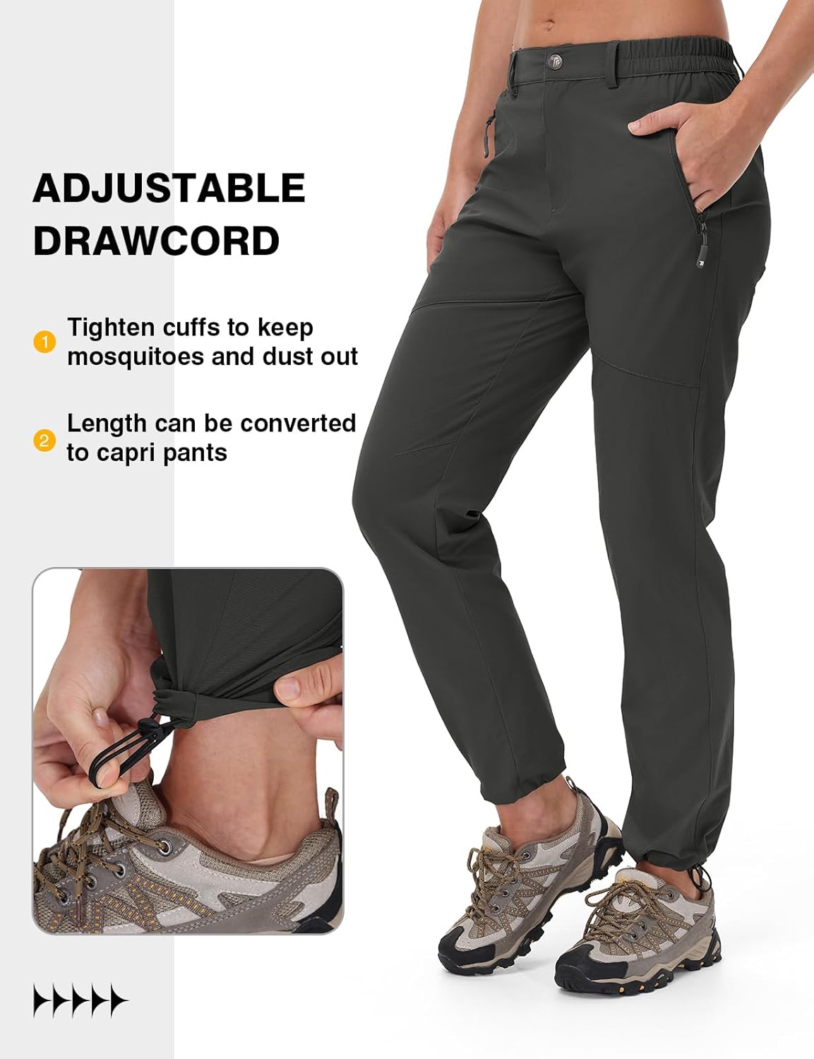 TBMPOY Women's Lightweight Hiking Pants Water Resistant Quick Dry Travel Work Outdoor Fishing Pants Zipper Pockets