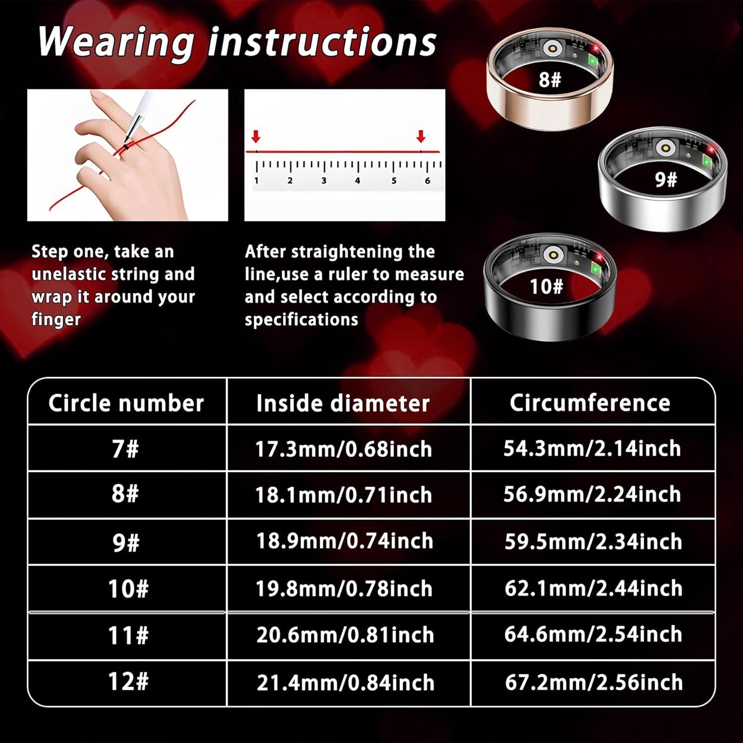 Smart Ring for Women Men, Sleep Tracker Ring, Waterproof Fitness Tracker Health Rings with Heart Rate Monitoring, Blood Oxygen, Stress Distance Calories Steps Tracking, No Subscription Fee(Black, #9)