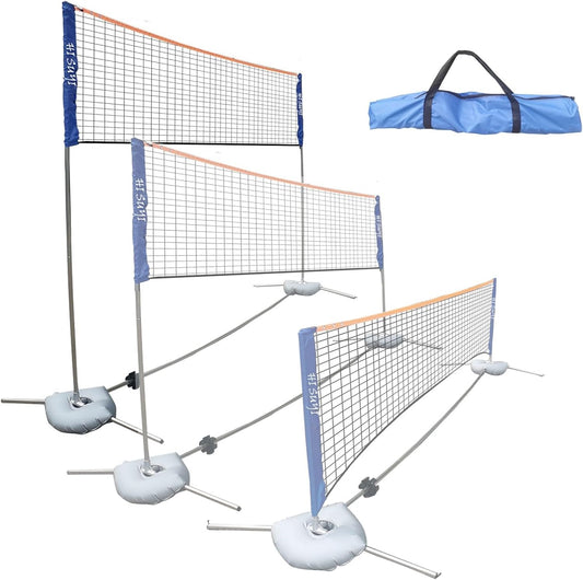 Portable Height Adjustable Badminton Volleyball Tennis Net Set Multi-Purpose Sports Equipment with Poles Stand and Carry Bag for Kids Adult Outdoor Exercise