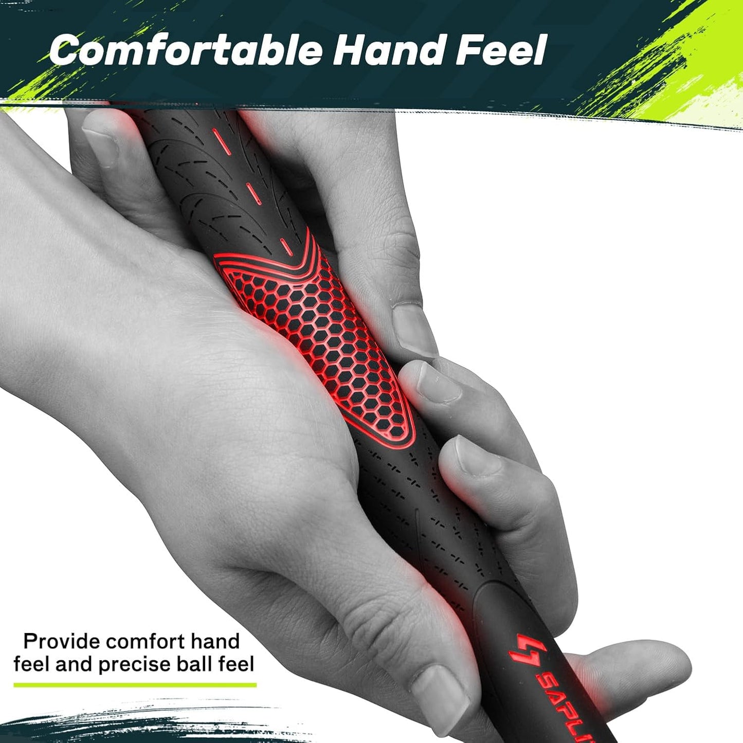 SAPLIZE Golf Grips Set of 13, Bundle with Tape or Full Regripping Kit, Jumbo / Mid / Standard / Undersize, Women / Men Anti-slip Rubber Golf Club Grips, CC01 Series