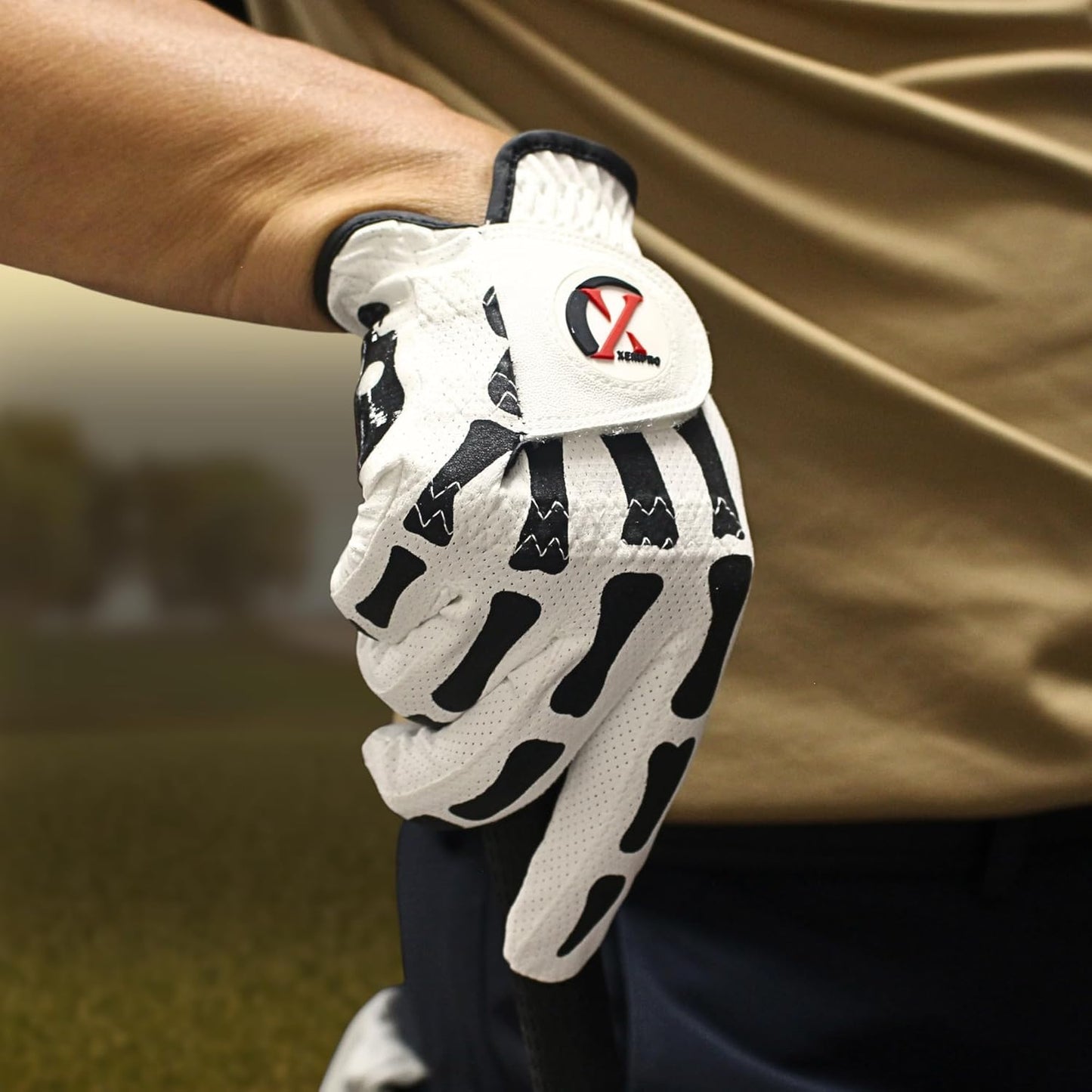 Skeleton Golf Gloves for Men 2 Pack – 100% AAA Synthetic Tacky Leather - Spooky & Funny Golf Gloves for Men – Tacky & Cool Golf Glove - Perfect for Summer & Fall Golfing