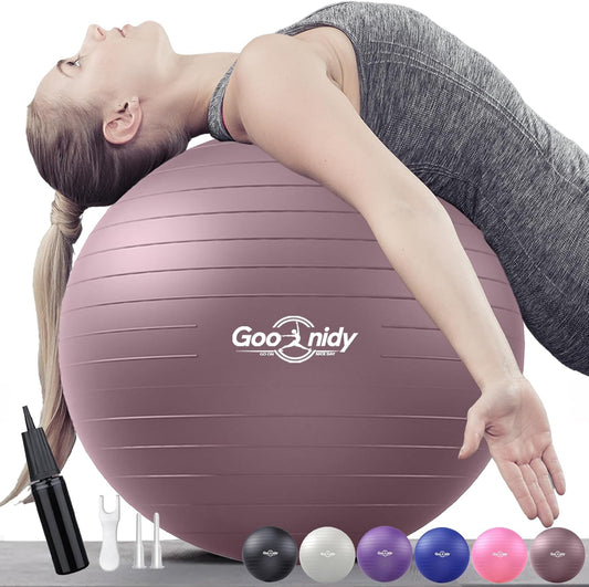 Soft Exercise ball, Anti-Burst Yoga Ball Chair Supports 2200lbs, Workout Equipment w/ Pump for Women Pregnancy, Medicine, Birthing, Physical Therapy, Stability, Excersing, Birth, Swiss, Fitness, Gym