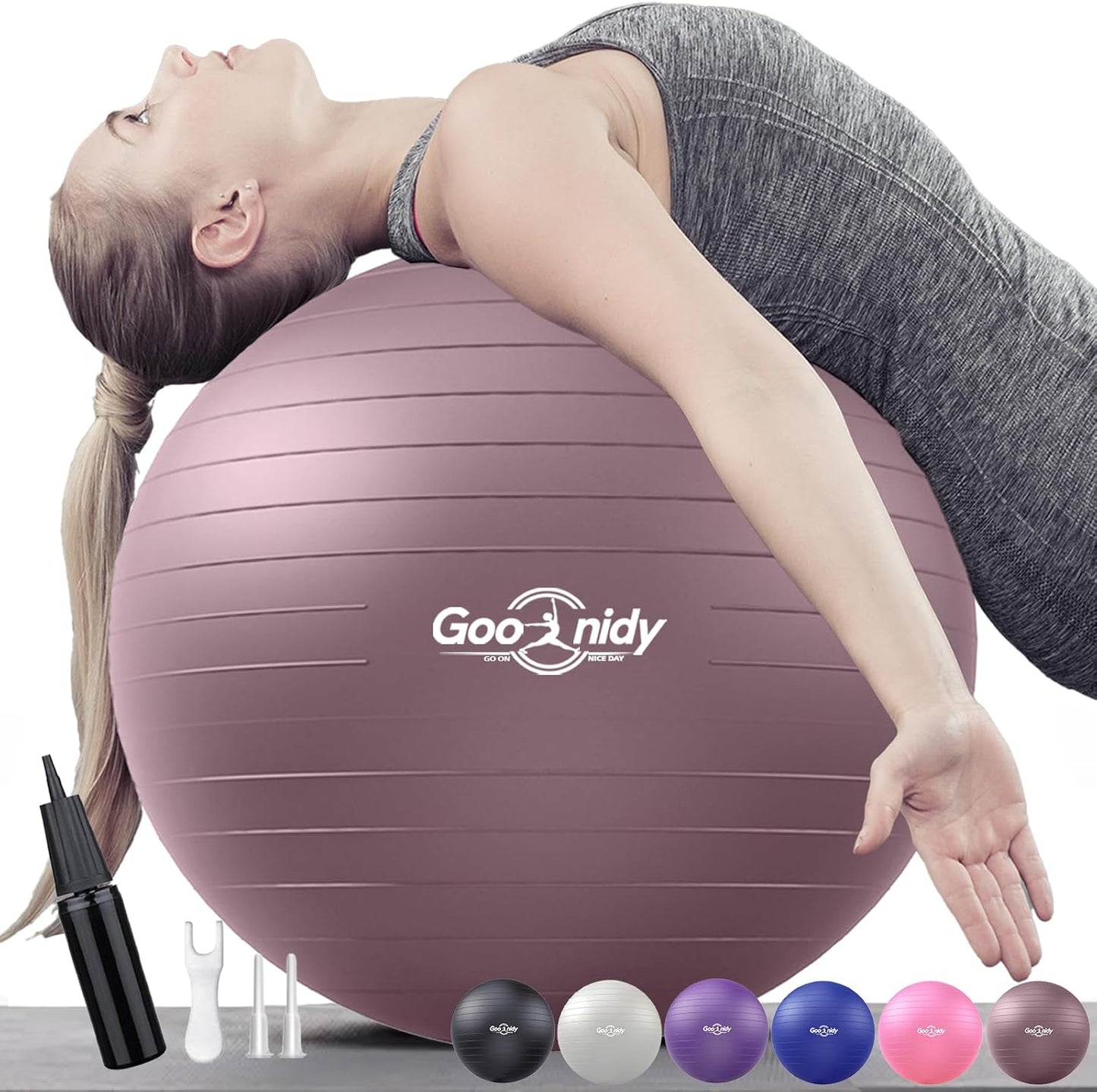Soft Exercise ball, Anti-Burst Yoga Ball Chair Supports 2200lbs, Workout Equipment w/ Pump for Women Pregnancy, Medicine, Birthing, Physical Therapy, Stability, Excersing, Birth, Swiss, Fitness, Gym