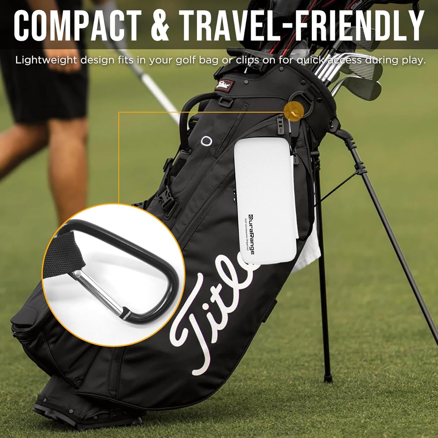 Golf Glove Holder Case with Glove Shaper - Portable Golf Accessories Organizer for Men & Women - Waterproof 900D Nylon, Large Capacity for Balls, Tees, Markers - Ideal Gift